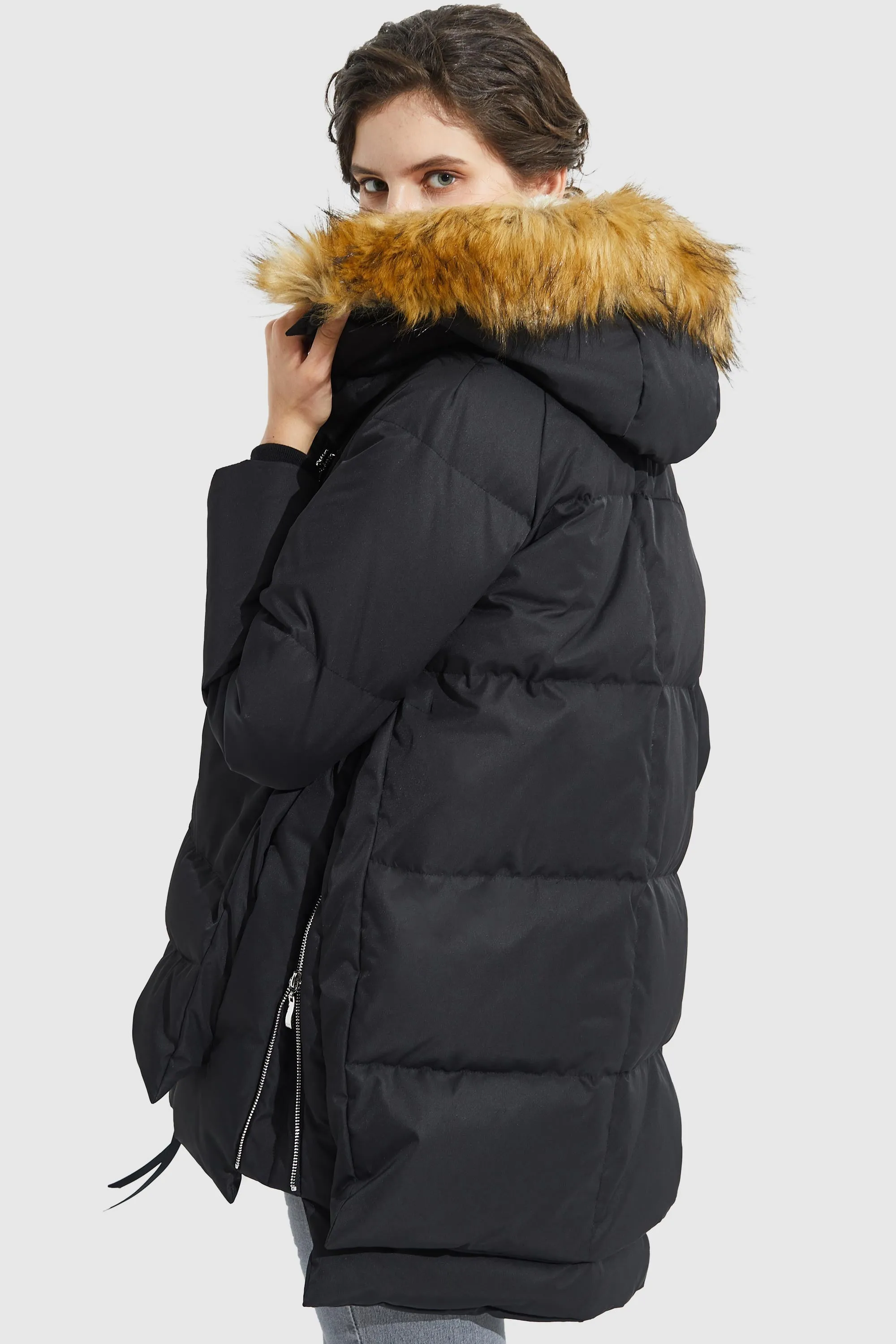 092 Classics Thickened Down Jacket with Faux Fur Hood