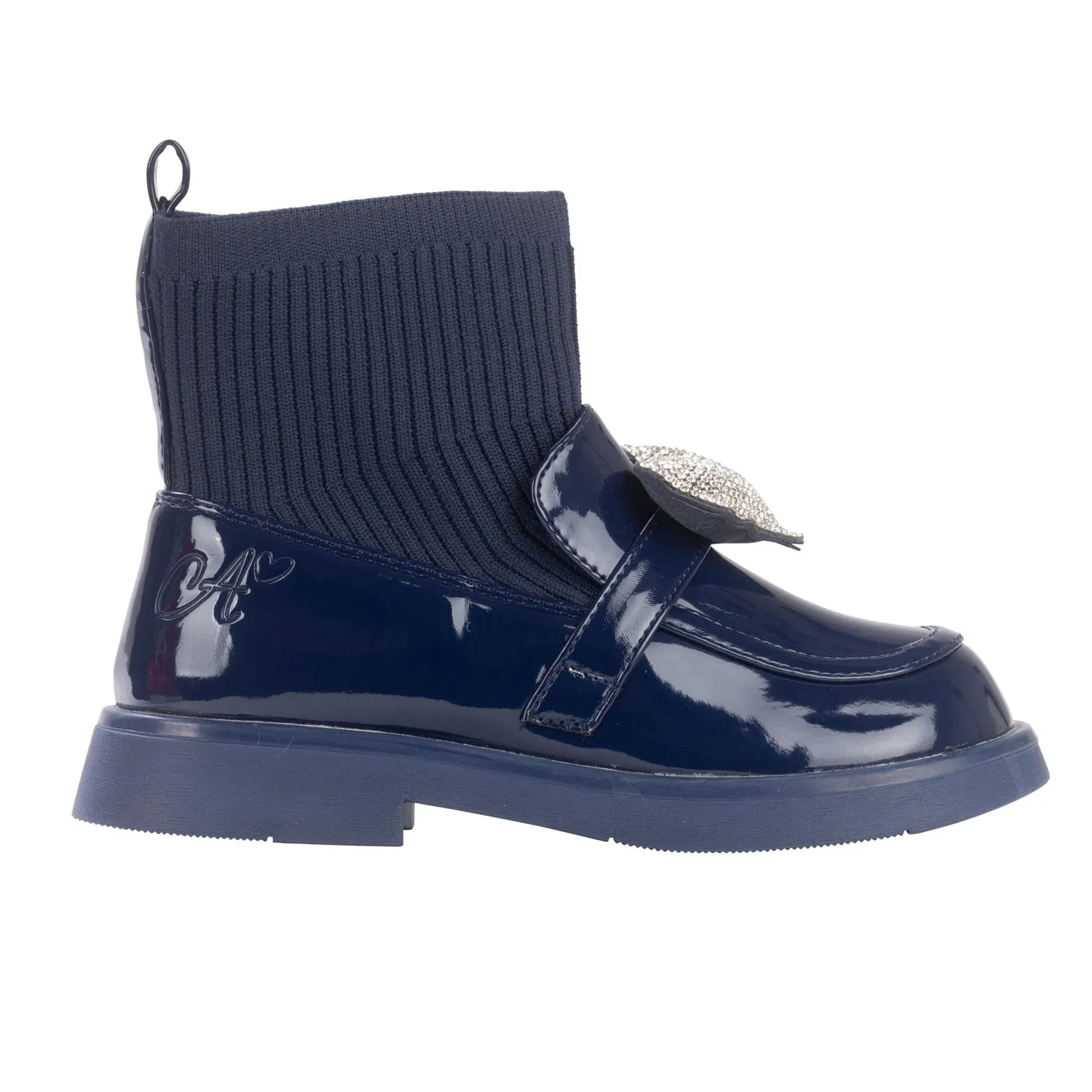 A DEE - Back To School Mary Jane Heart Sock Wellington - Navy