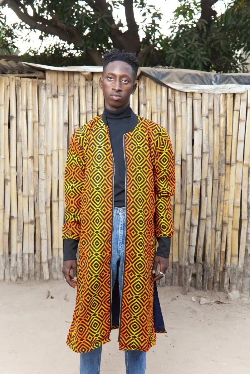 African Trench Coat in Electric Orange