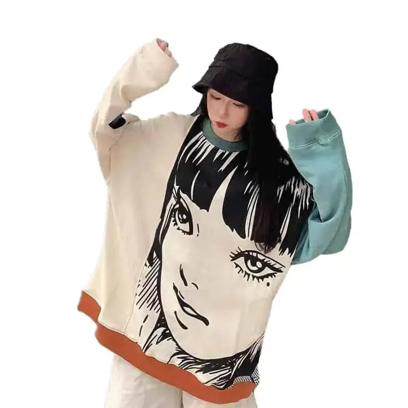 Anime Print Oversize Sweatshirt