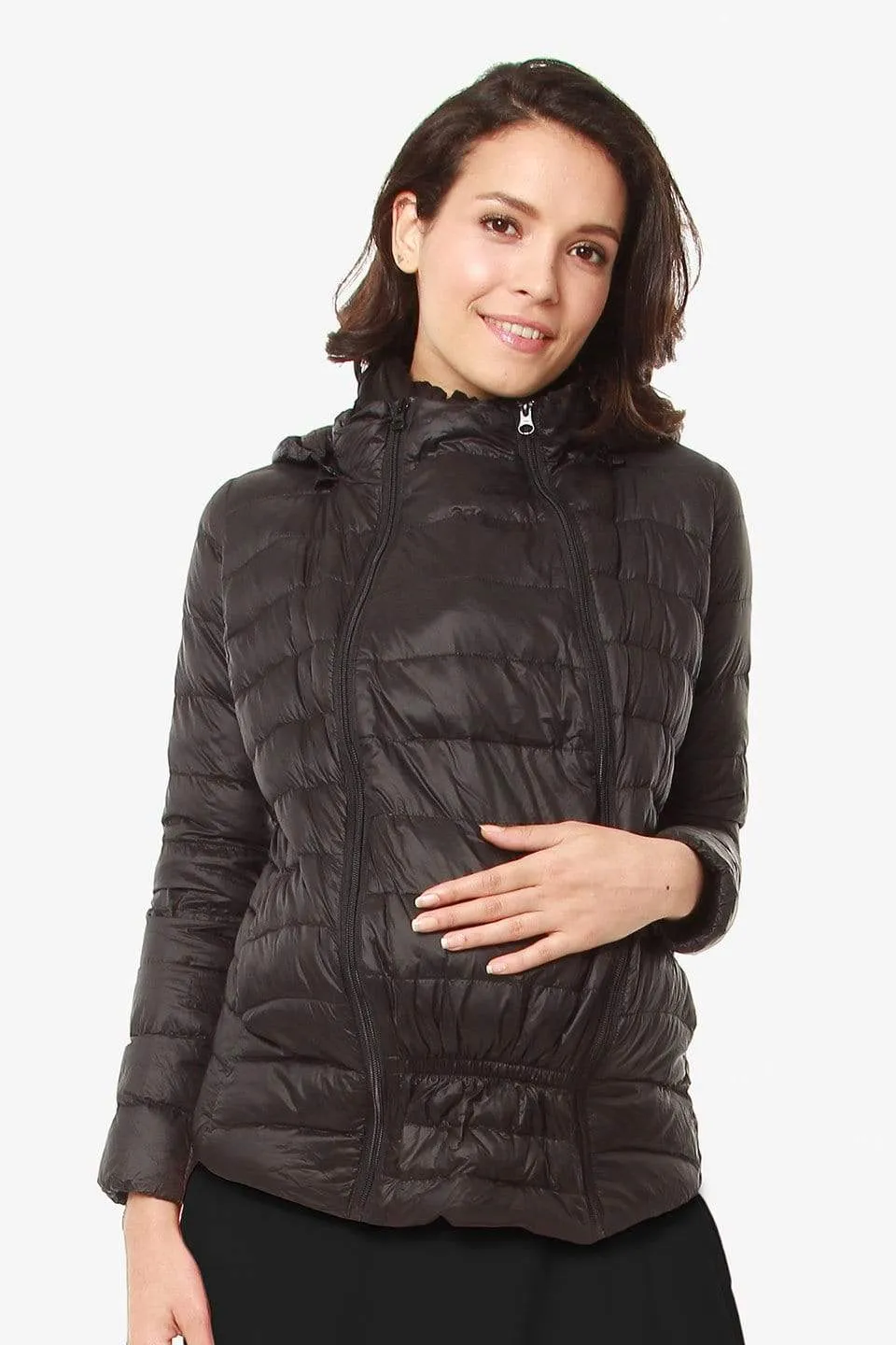 Belle Hooded Down-Filled Maternity Jacket Black