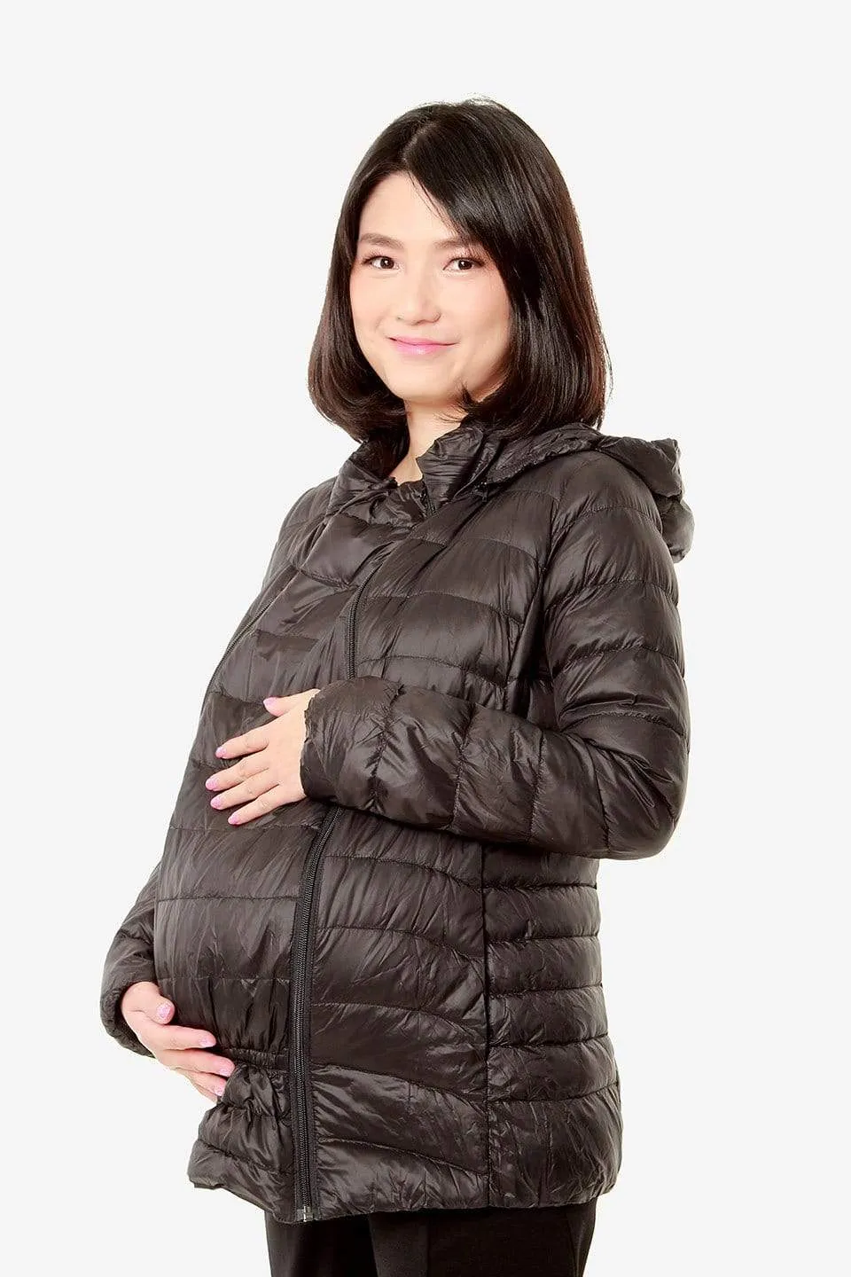 Belle Hooded Down-Filled Maternity Jacket Black