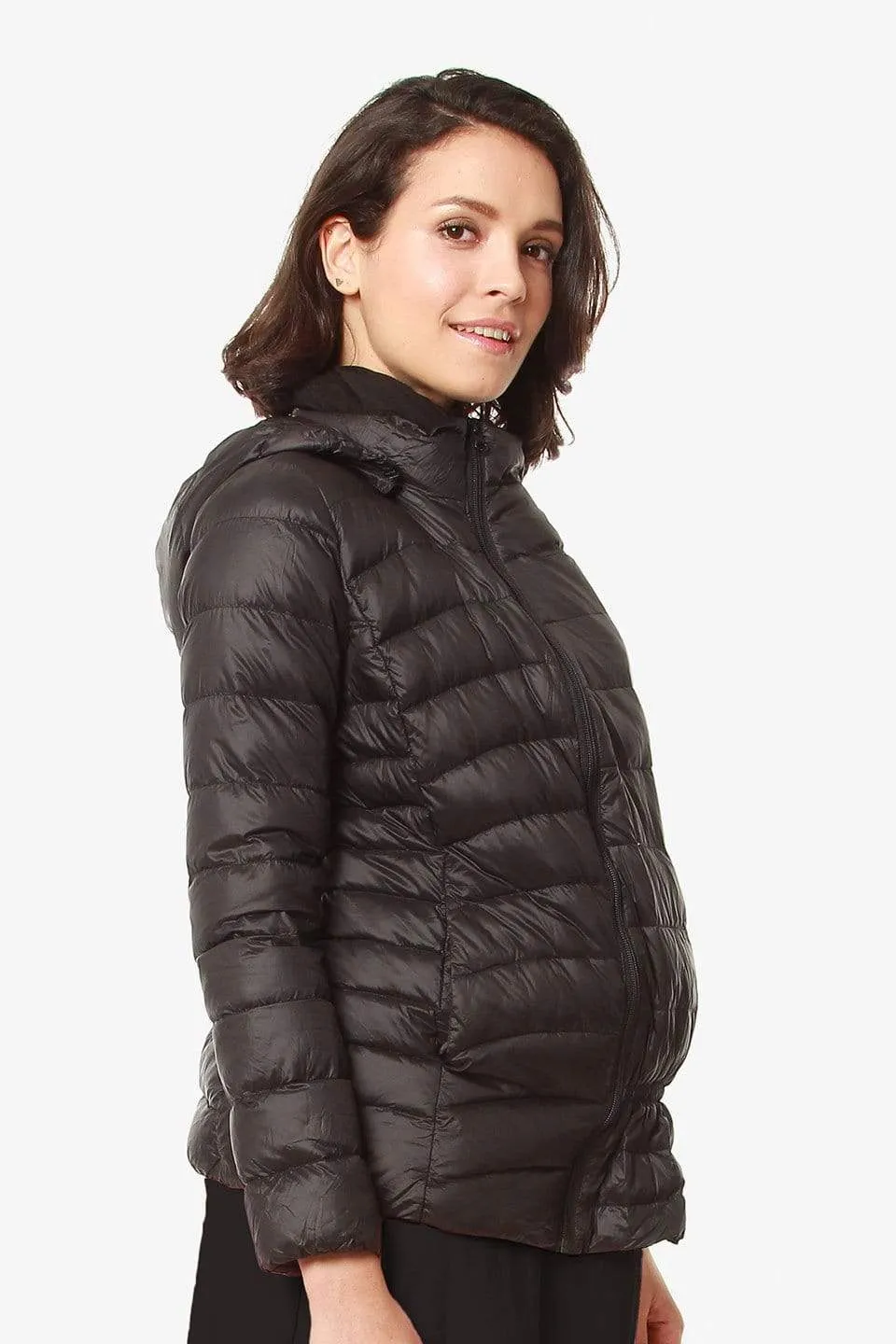 Belle Hooded Down-Filled Maternity Jacket Black