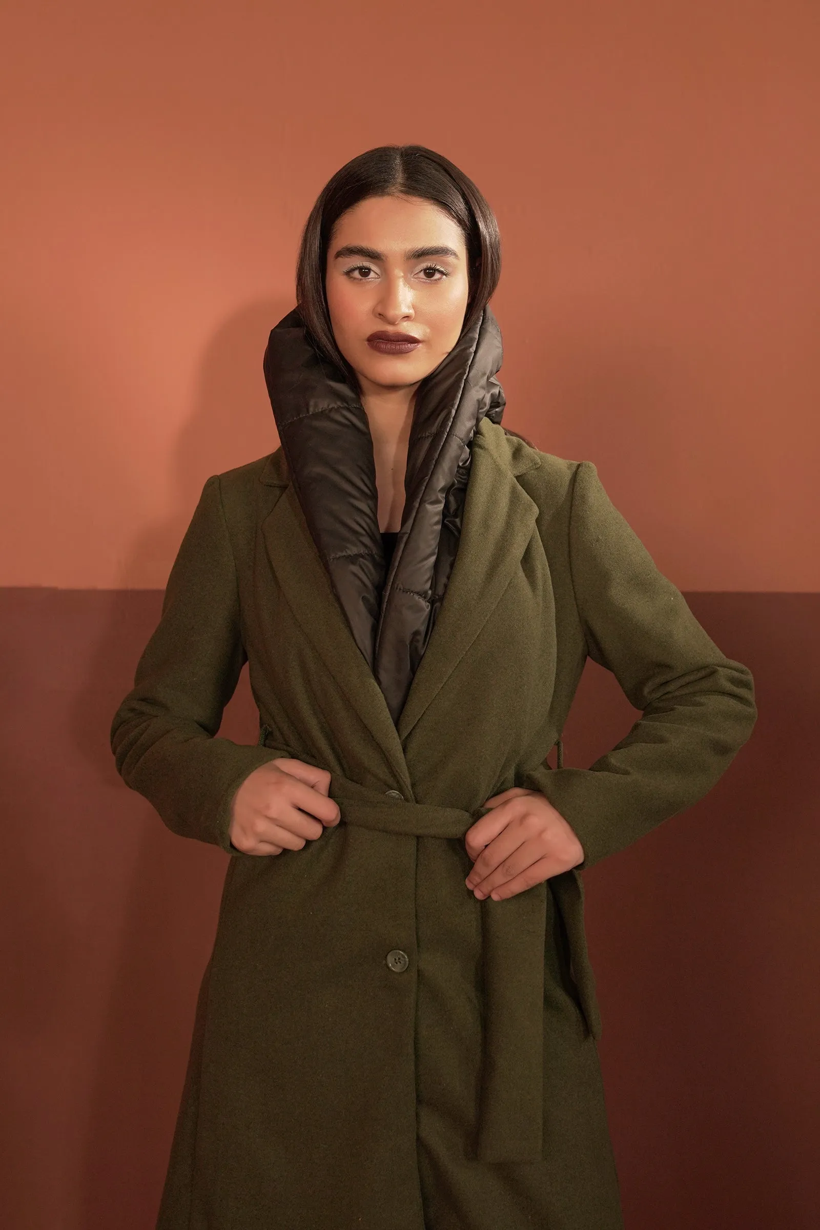 Belted Wool Blend Coat