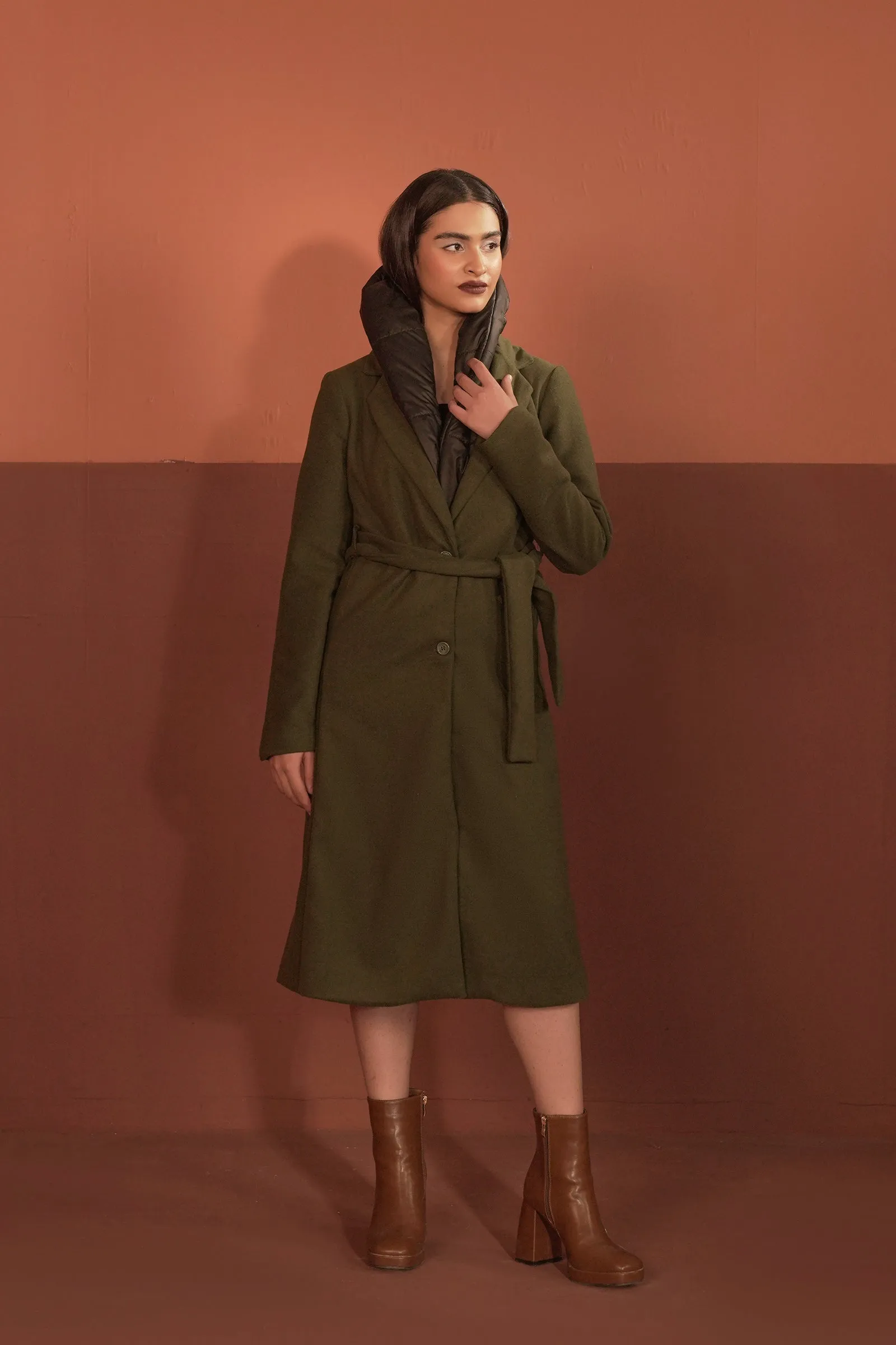 Belted Wool Blend Coat