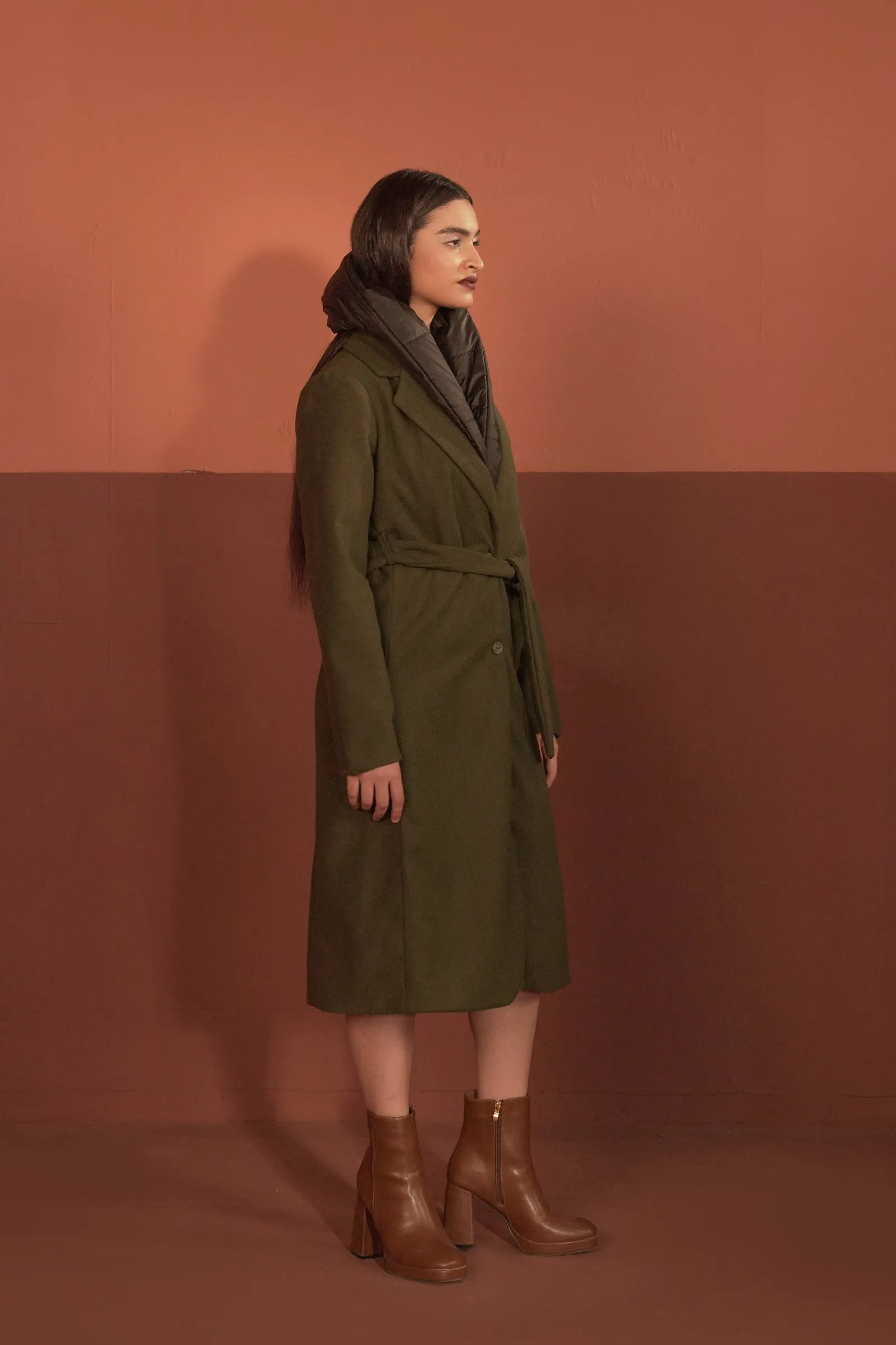 Belted Wool Blend Coat