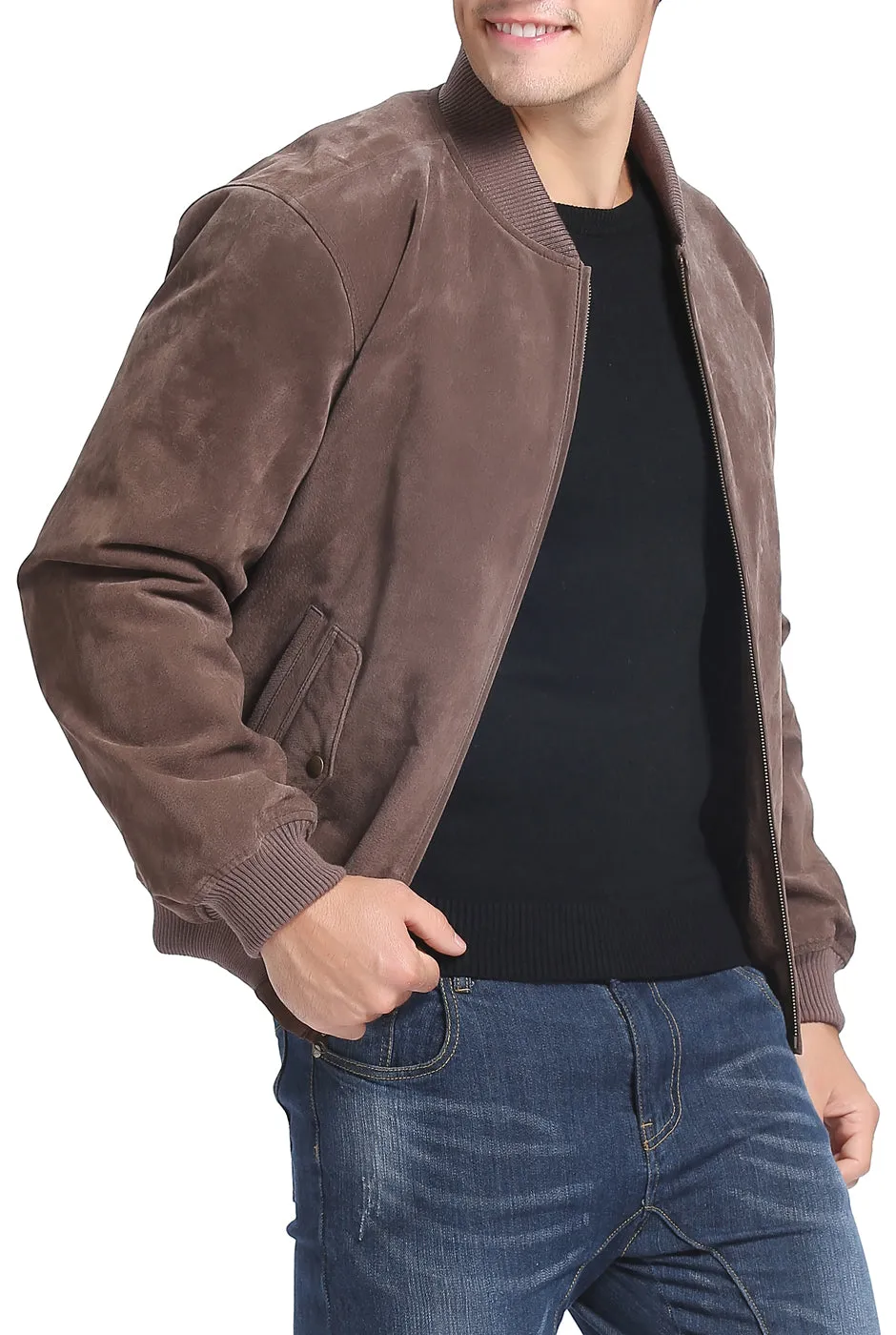 BGSD Men Urban Leather Bomber Jacket