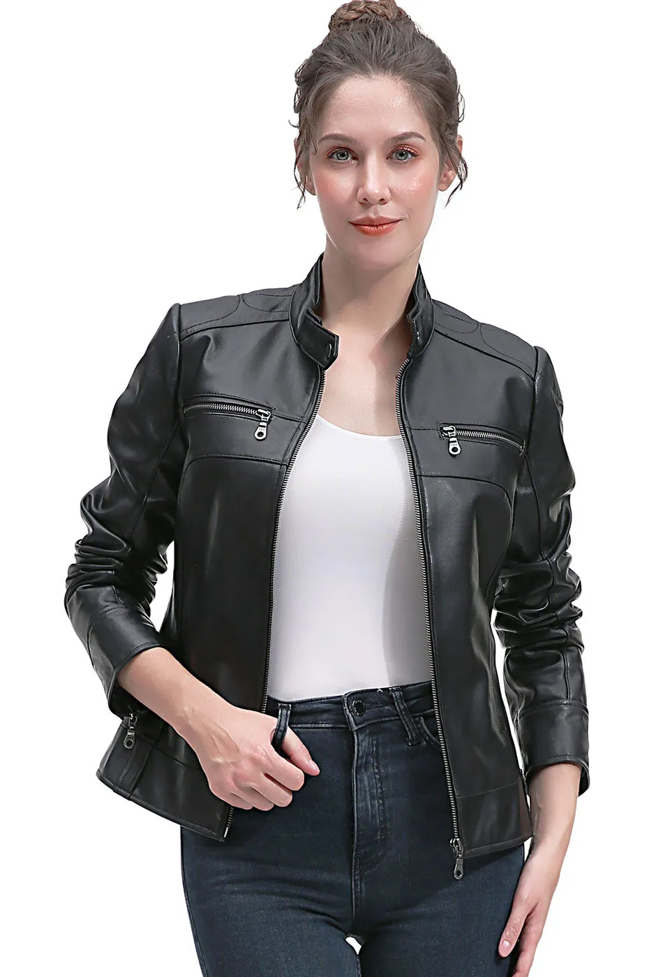 BGSD Women Adele Lambskin Leather Jacket