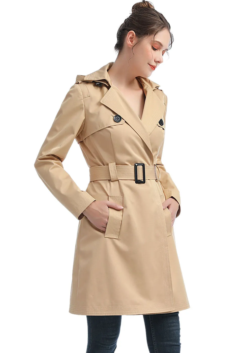 BGSD Women Gabby Waterproof Hooded Trench Coat