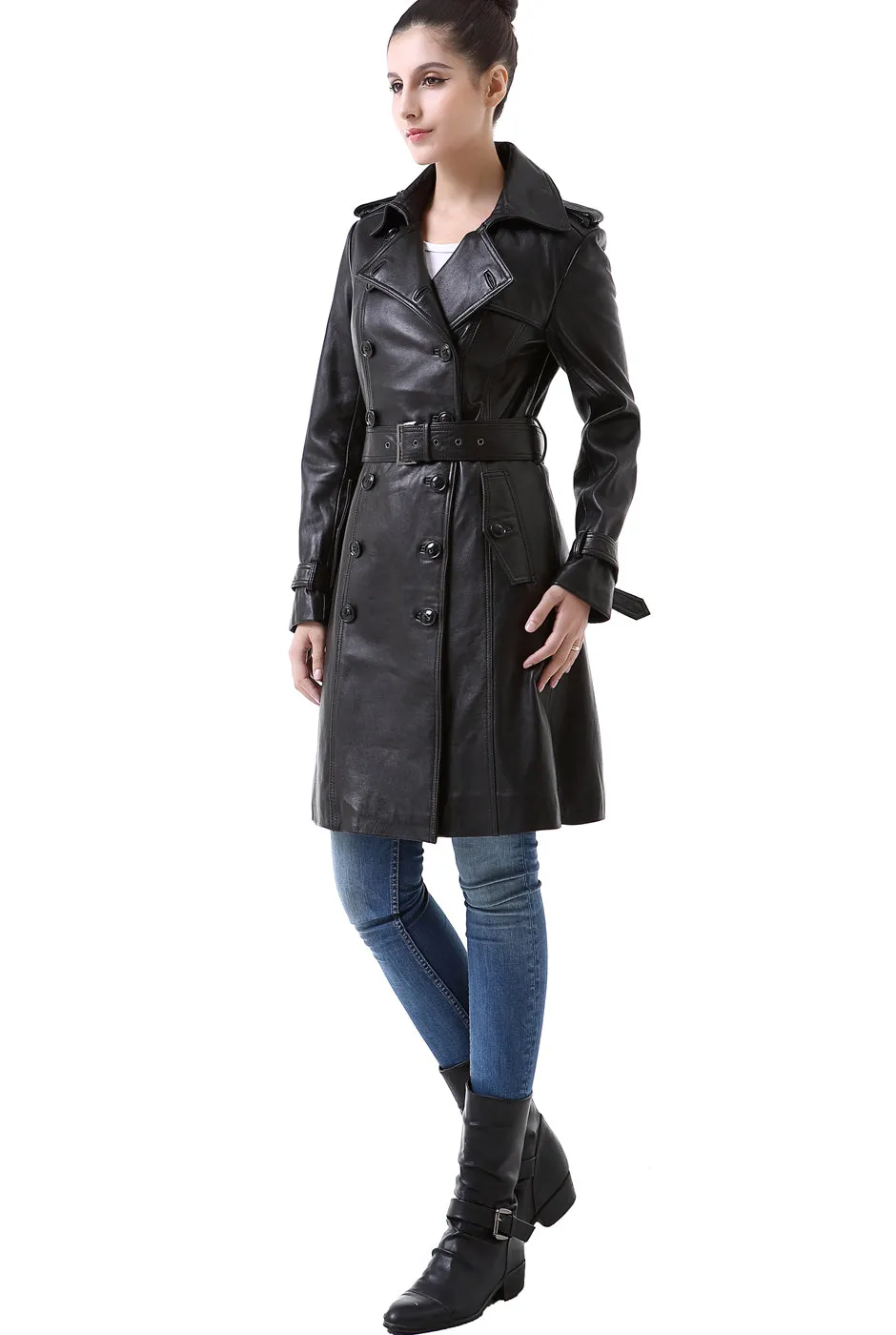 BGSD Women Nadine Lambskin Leather Trench Coat