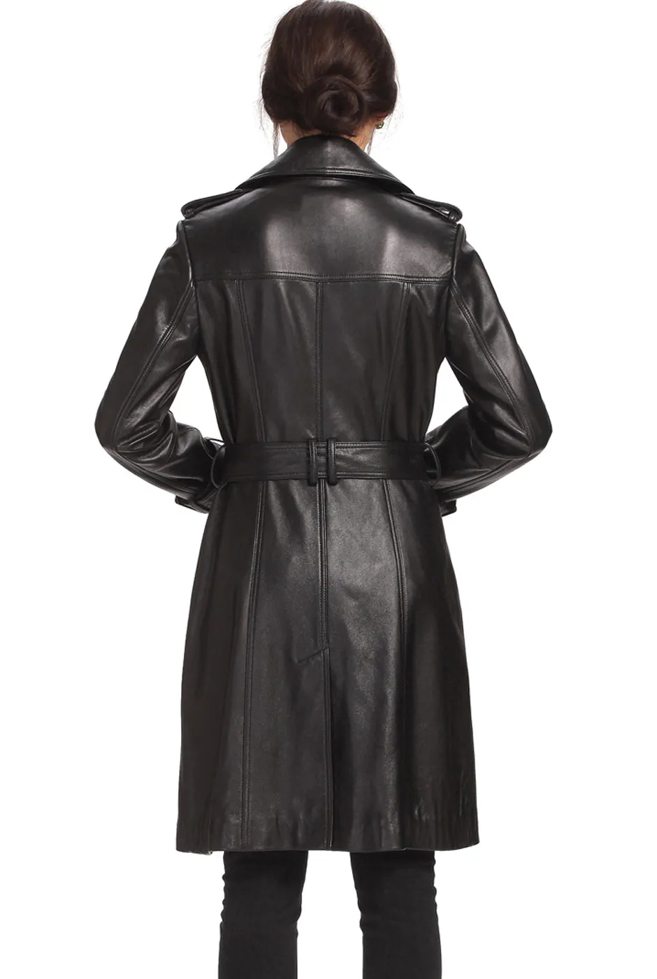 BGSD Women Nadine Lambskin Leather Trench Coat