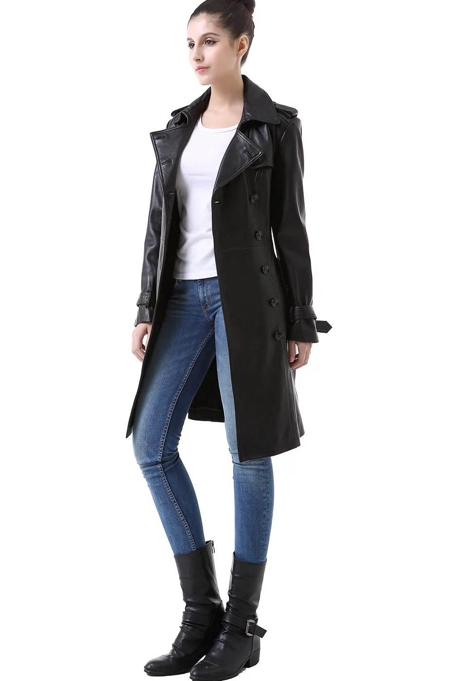 BGSD Women Nadine Lambskin Leather Trench Coat