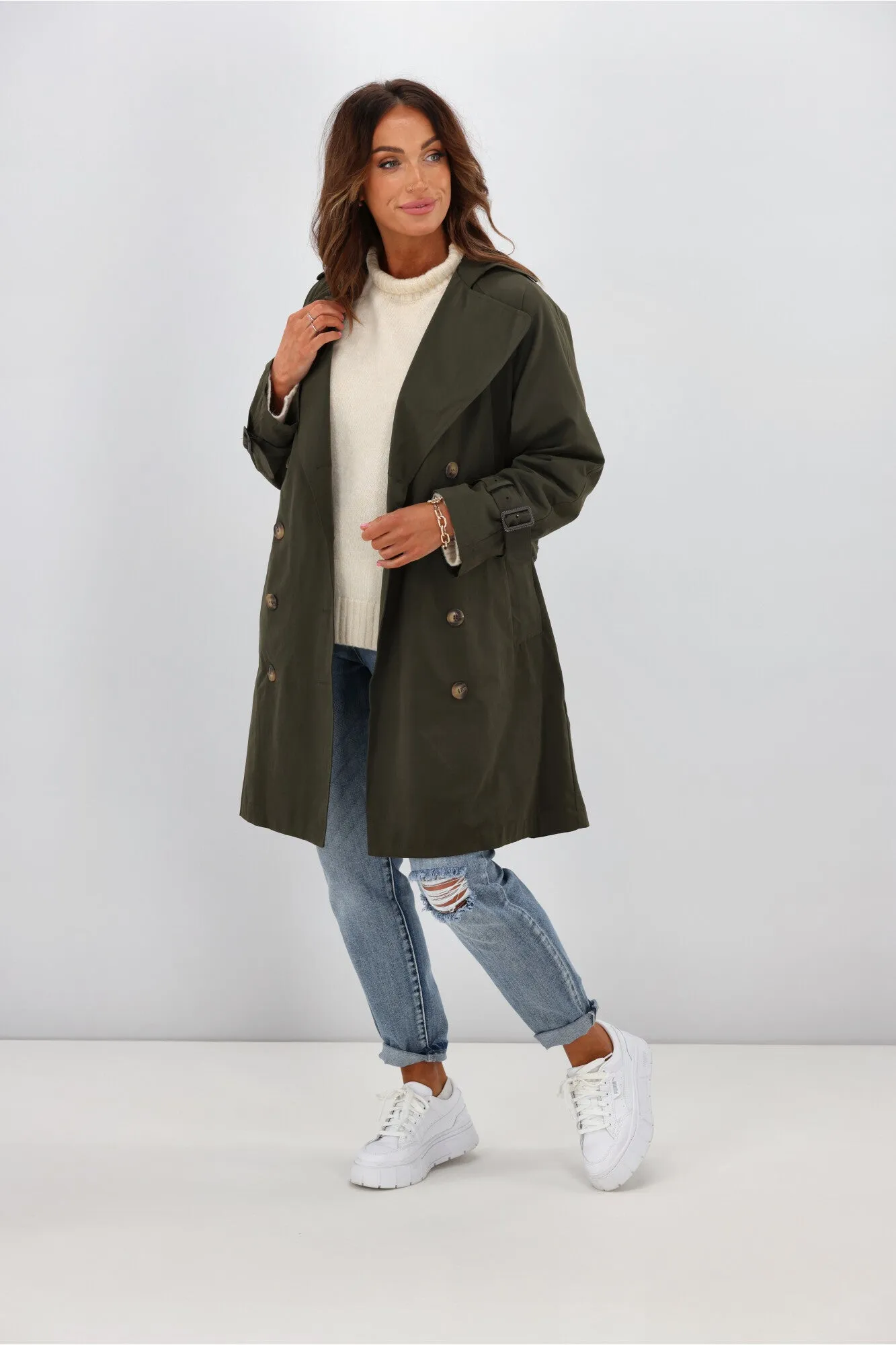 Boho Australia Trench Coat Dark Khaki