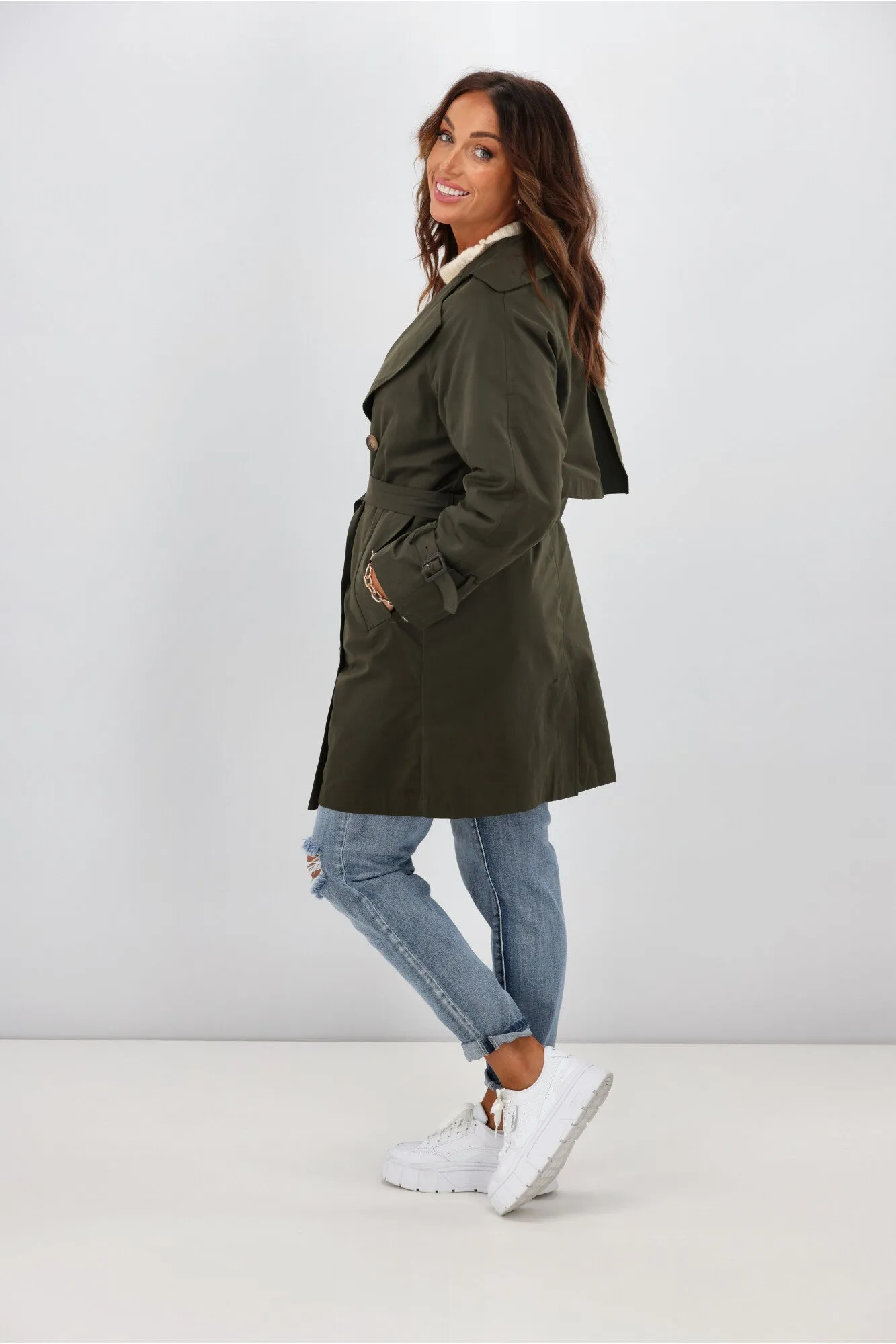 Boho Australia Trench Coat Dark Khaki