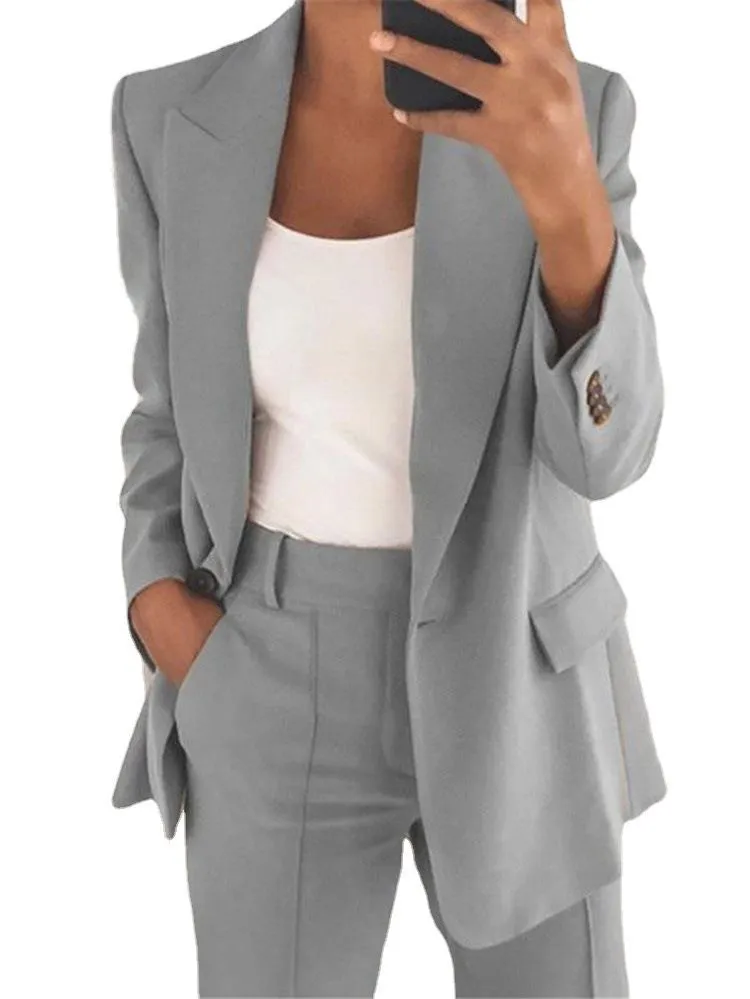 Boyfriend Women's One Button Blazer Suit Jacket