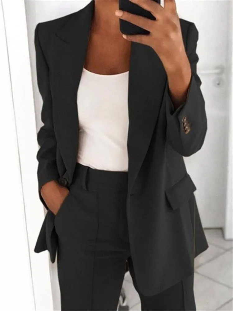 Boyfriend Women's One Button Blazer Suit Jacket