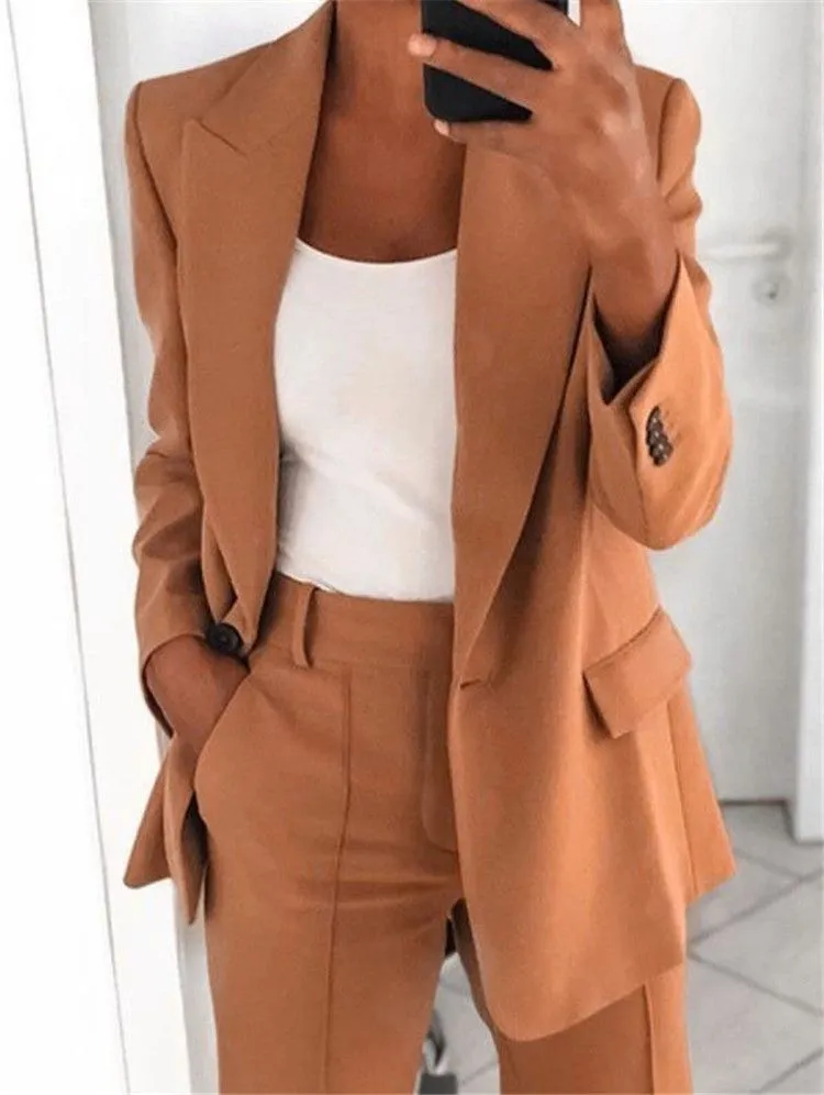 Boyfriend Women's One Button Blazer Suit Jacket