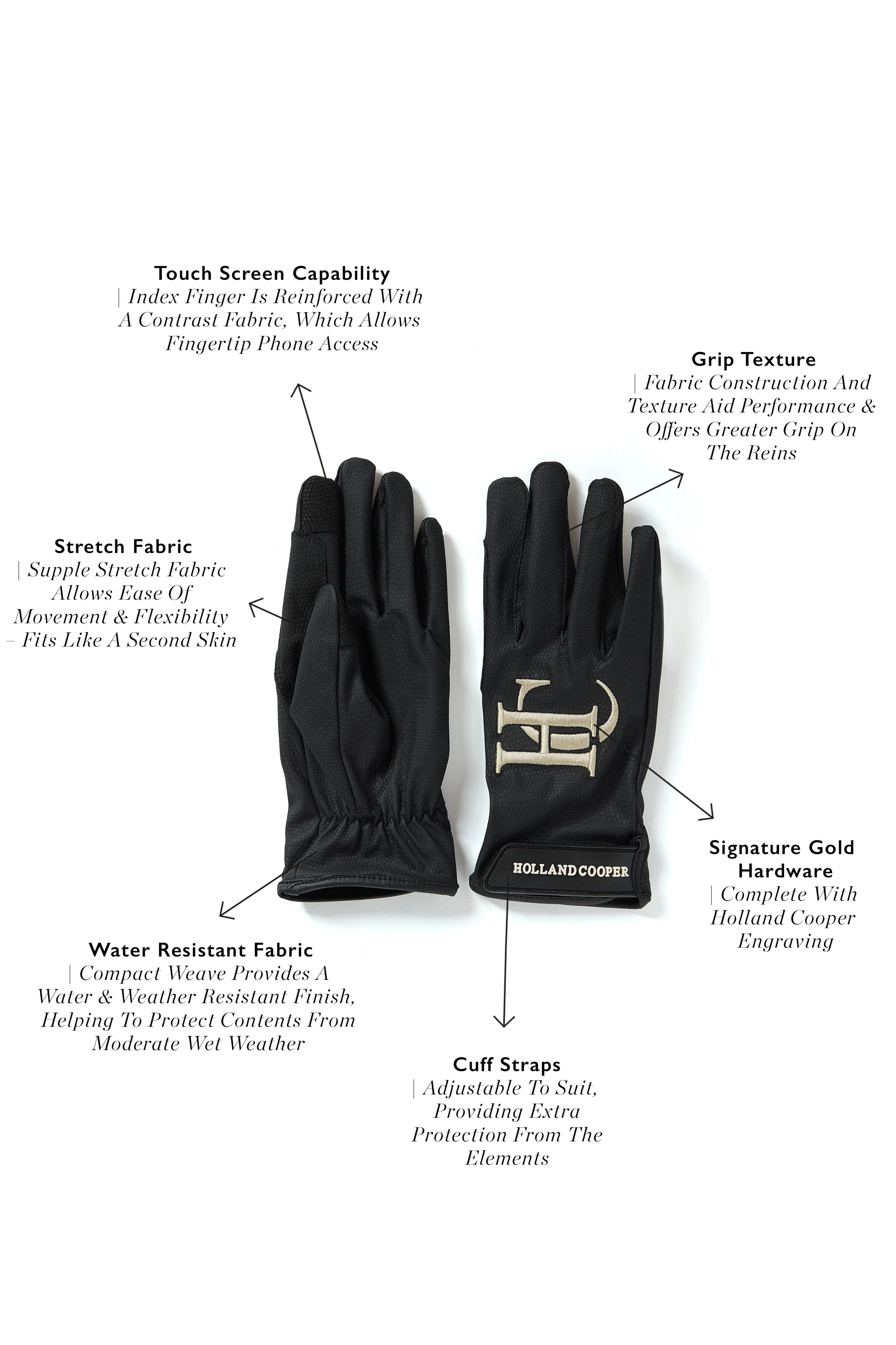 Burghley Riding Gloves (Black)