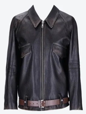 Capra leather belt jacket