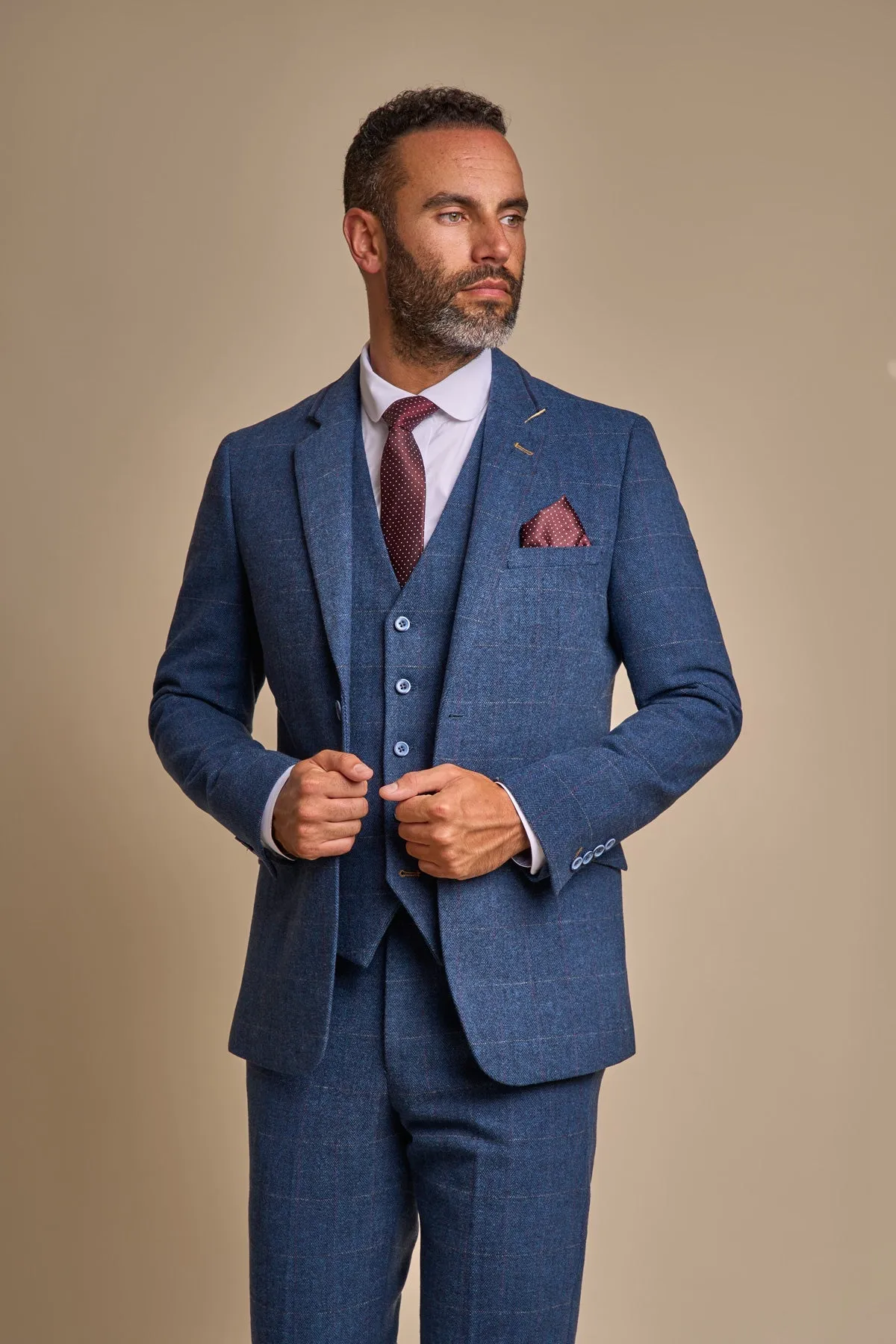 Carnegi Navy Tweed Suit Swatch