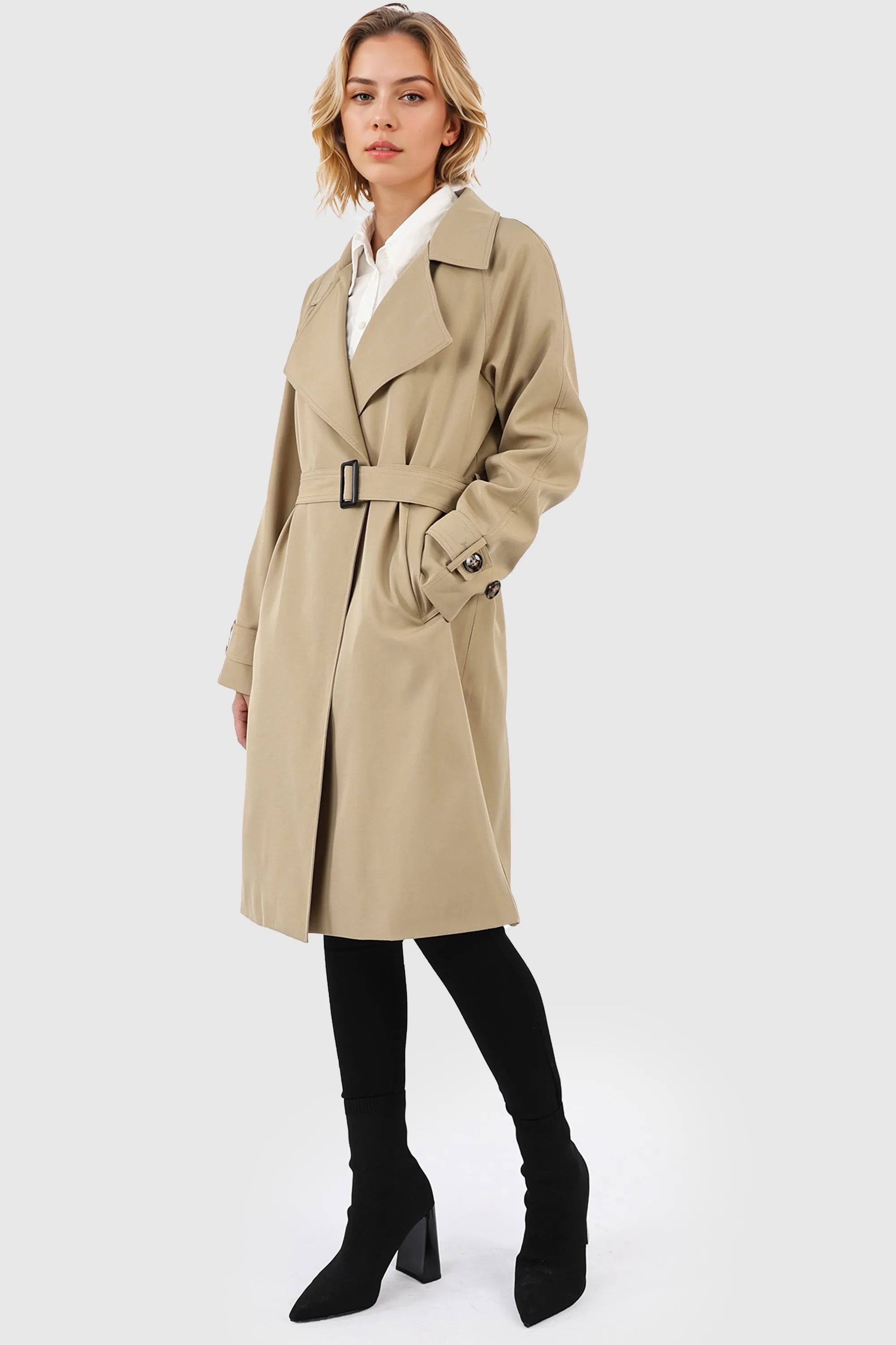 Casual Notched Lapel Trench Coat