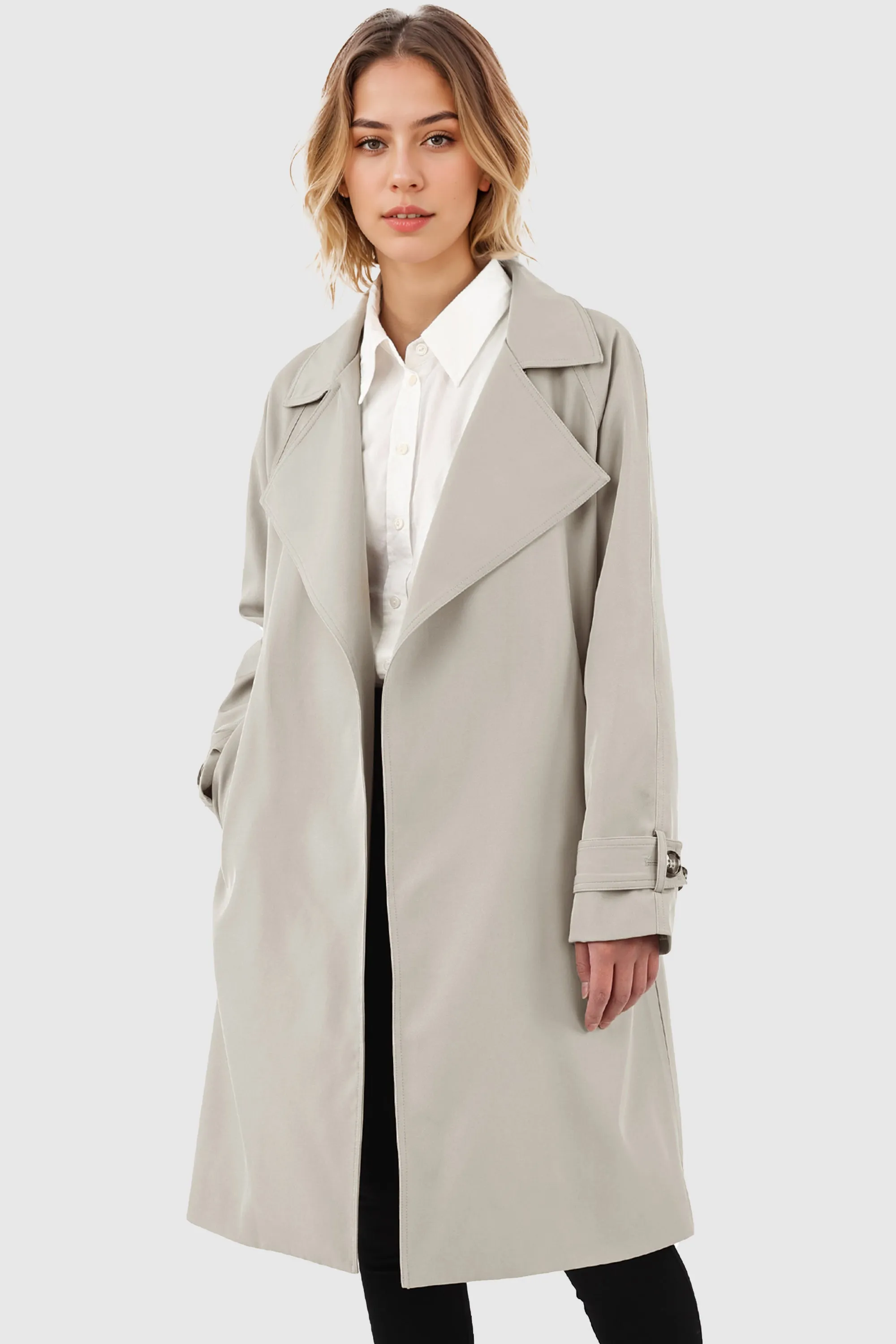 Casual Notched Lapel Trench Coat