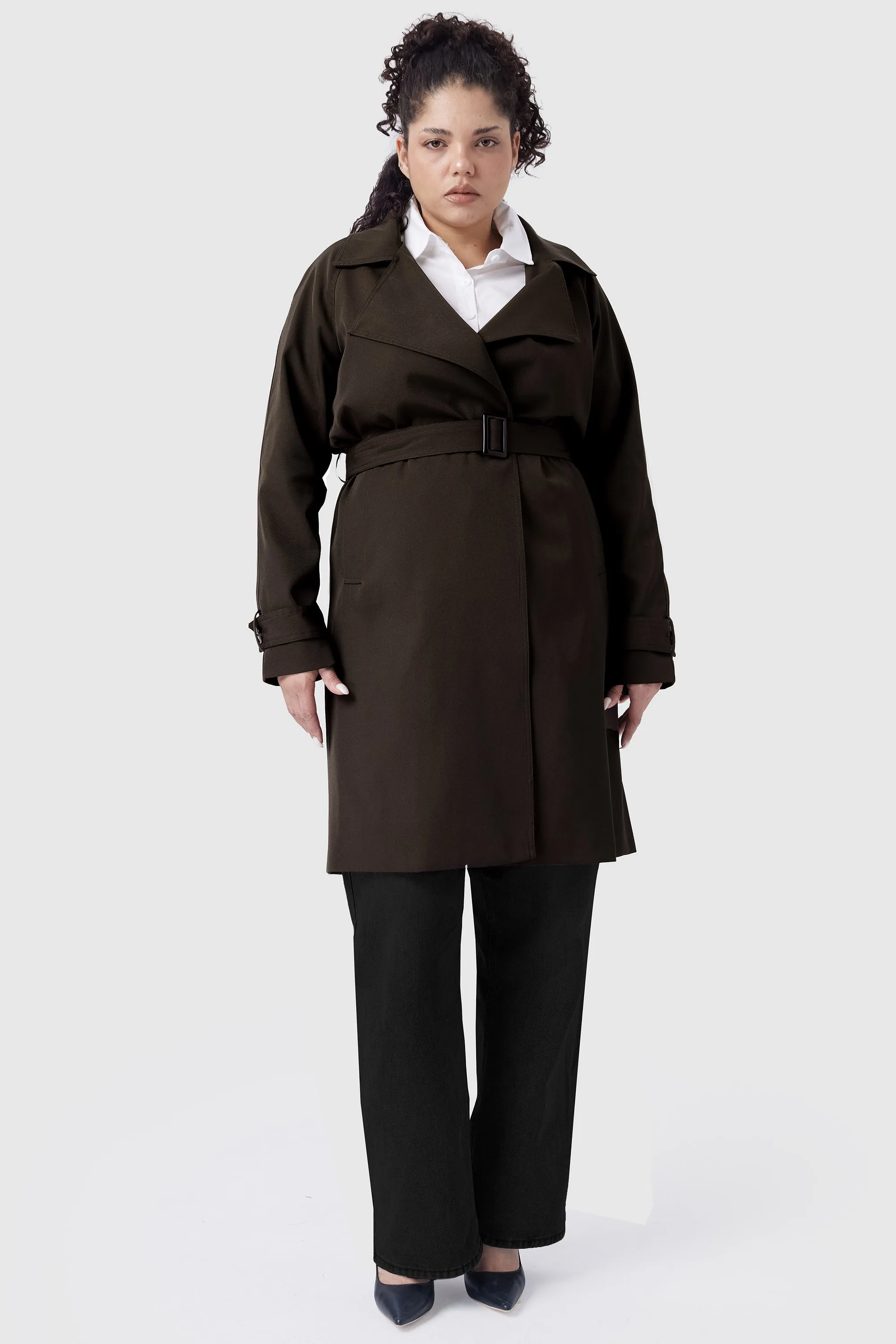 Casual Notched Lapel Trench Coat