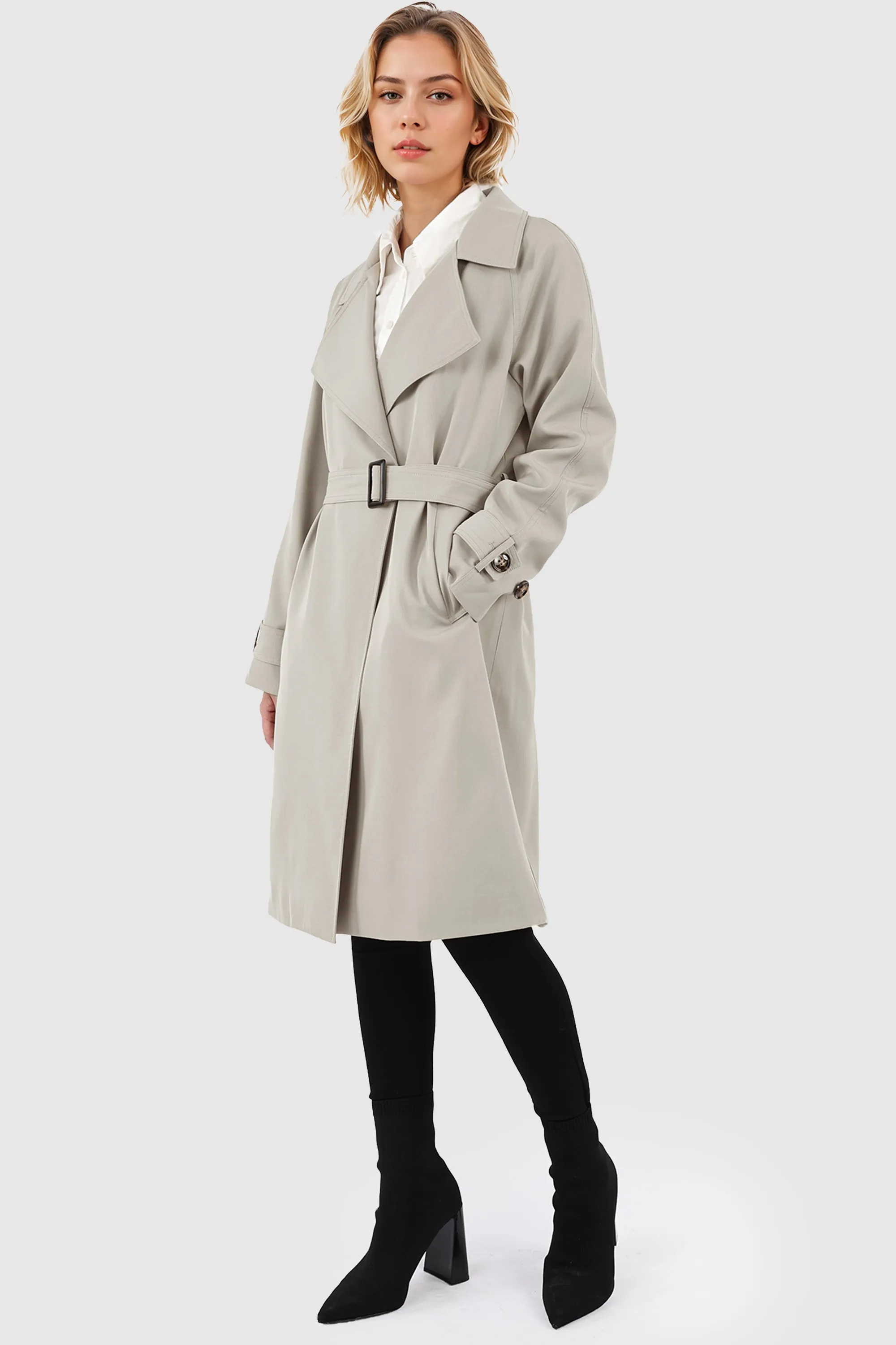 Casual Notched Lapel Trench Coat