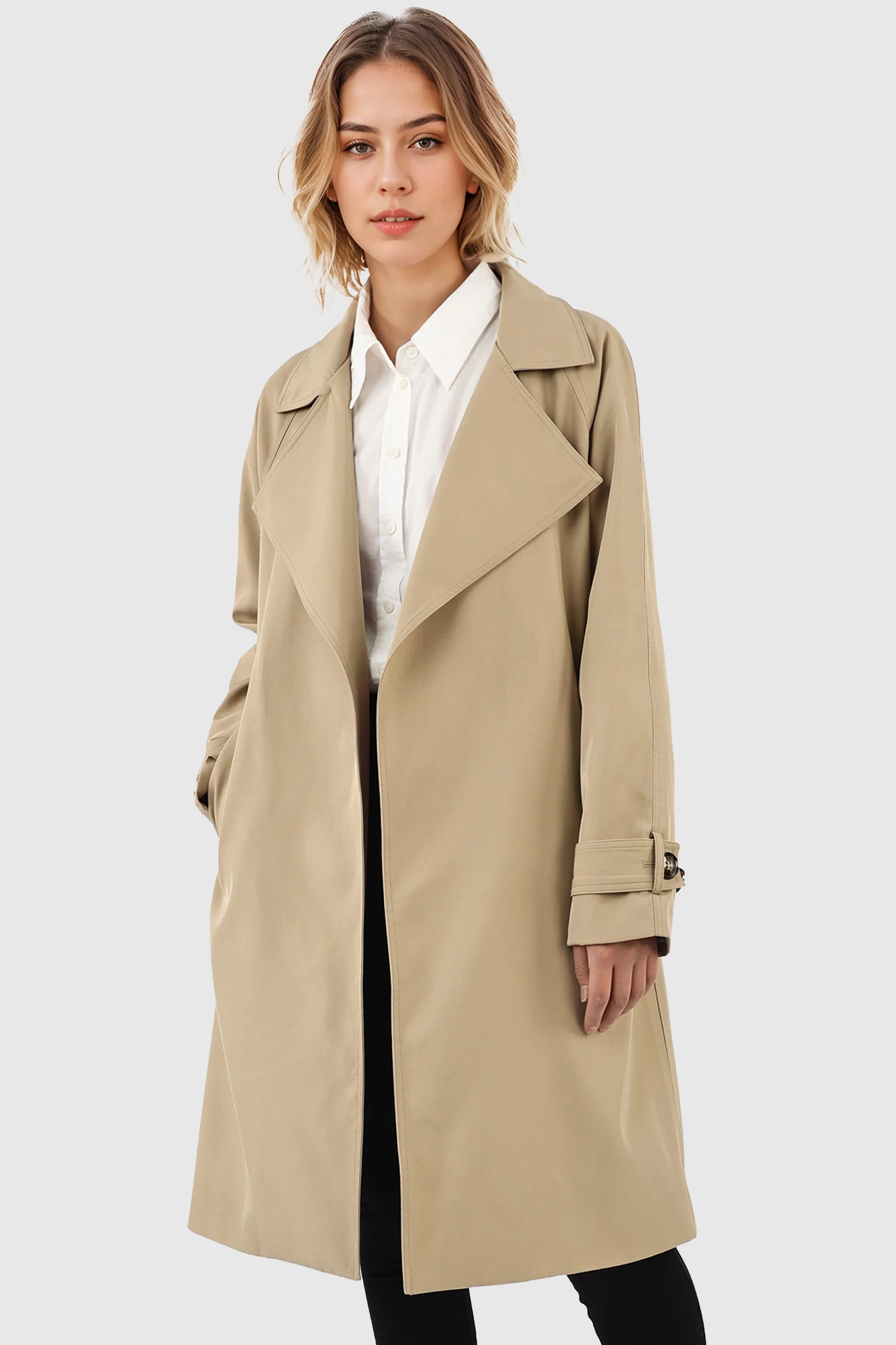 Casual Notched Lapel Trench Coat