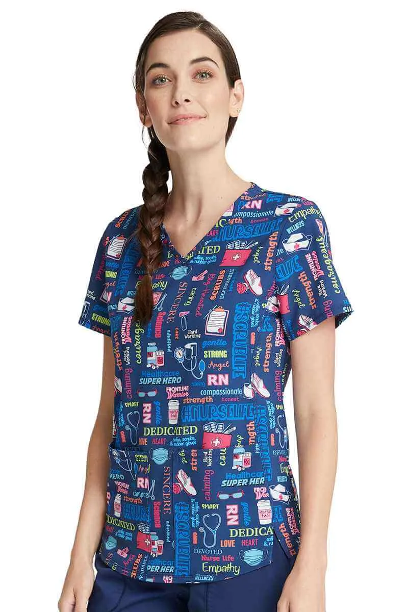 Cherokee Women's V-Neck Print Top | Scrub Life