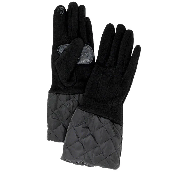 Chevron Cuff Gloves Solid Quilted Tris Smart Touch Gloves