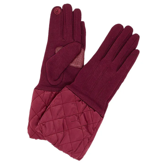 Chevron Cuff Gloves Solid Quilted Tris Smart Touch Gloves