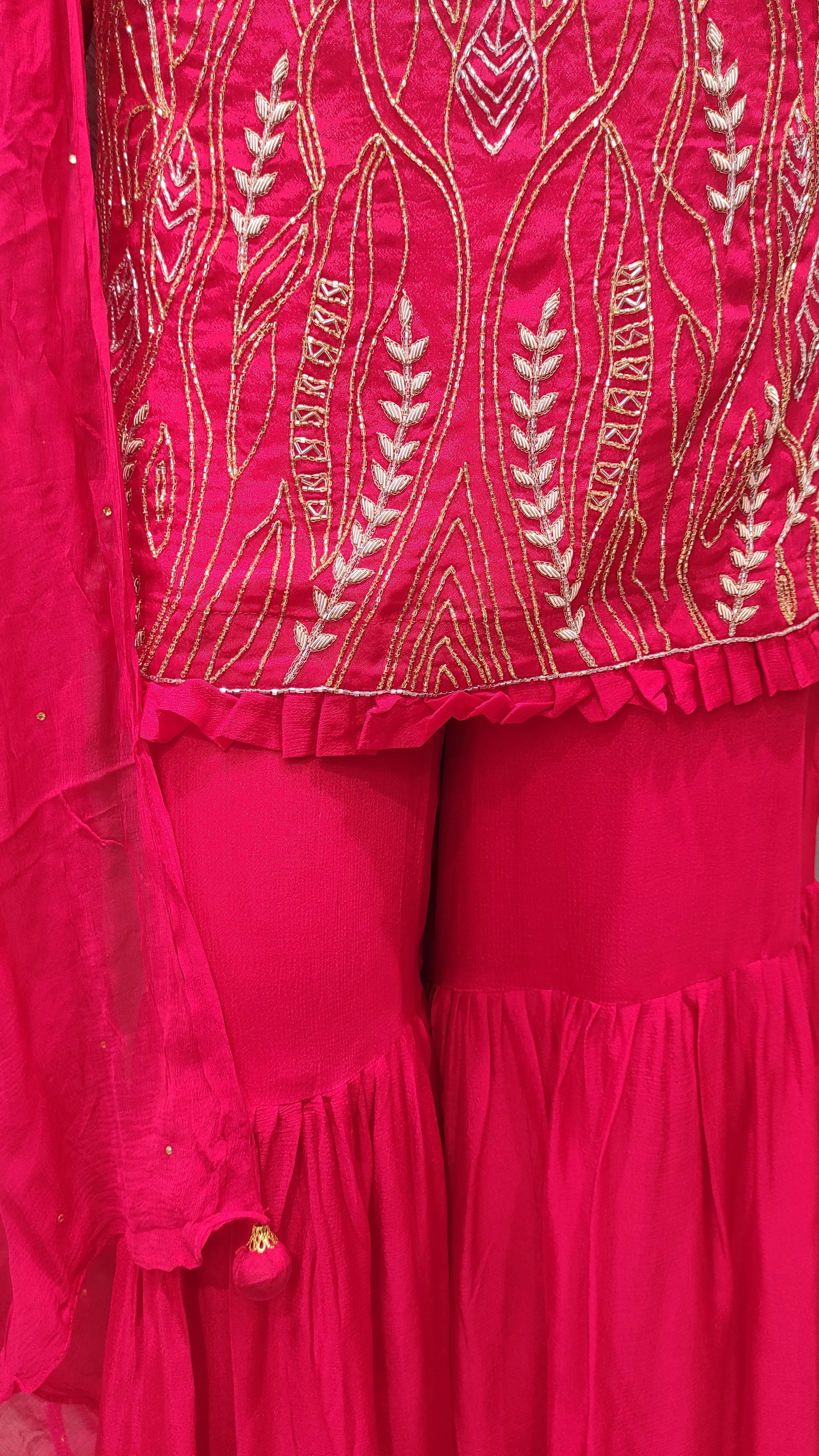 Chinon Gharara Suit with Embroidery