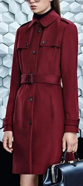 Red Ciala Woolen Trench Coat