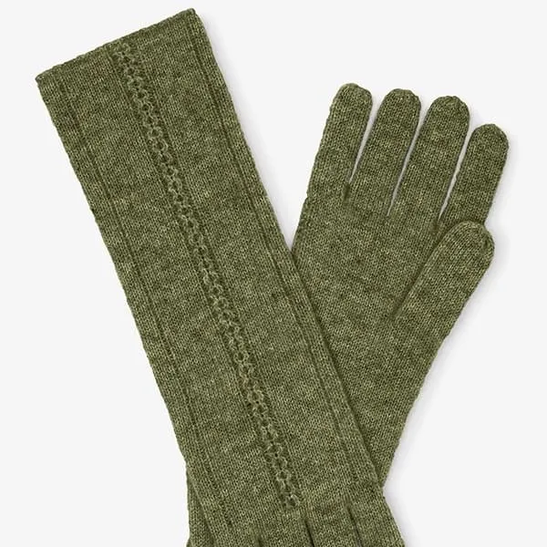 Circle Cable Gloves - Cashmere :: Olive