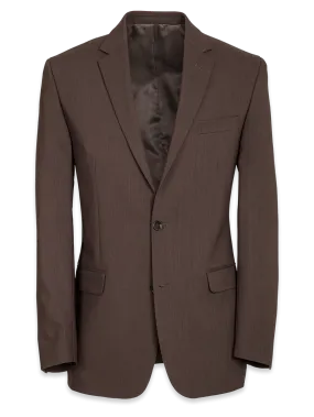 Classic Fit Essential Wool Notch Lapel Suit Jacket - Brown