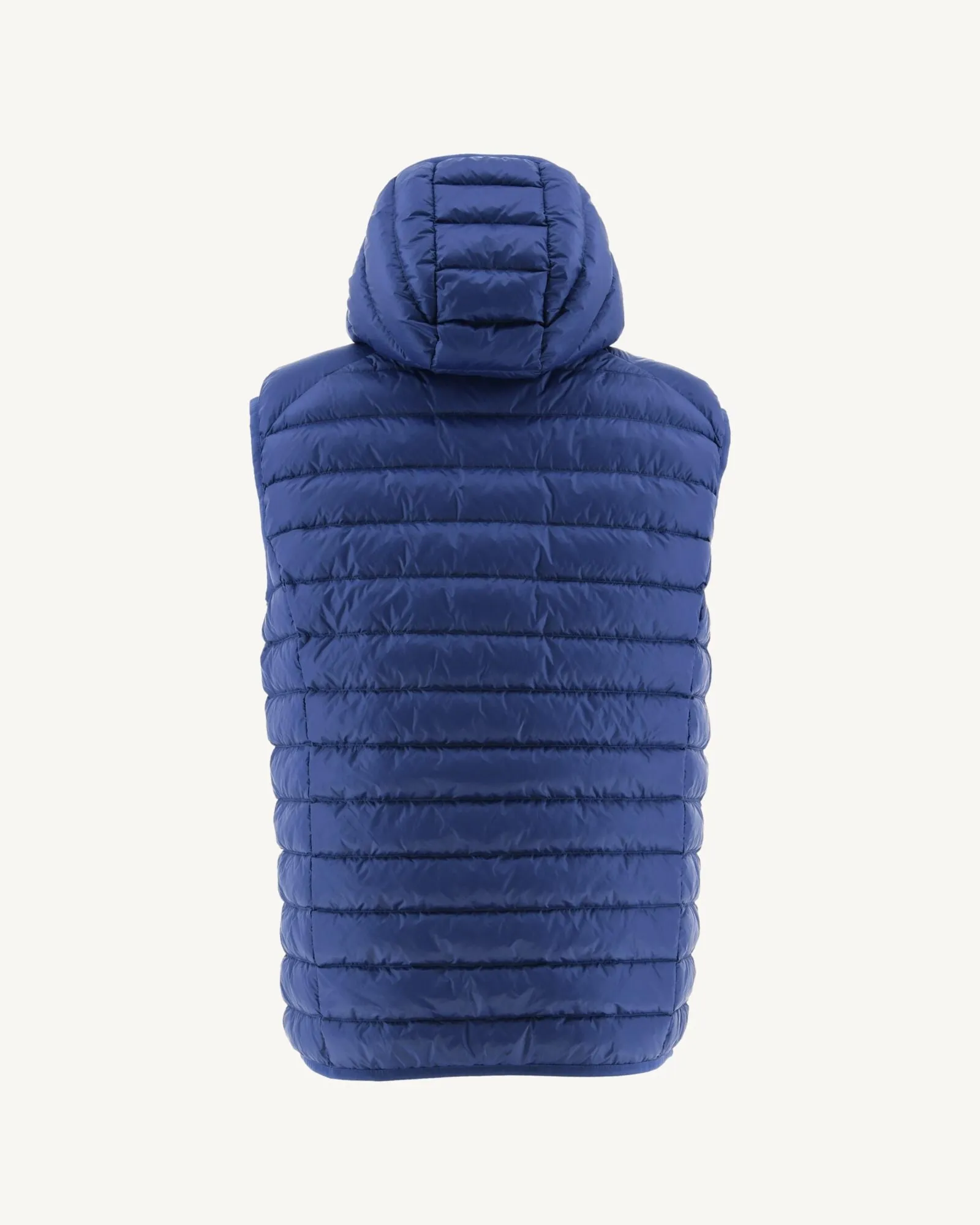 Dark Denim Hooded sleeveless down jacket Pat