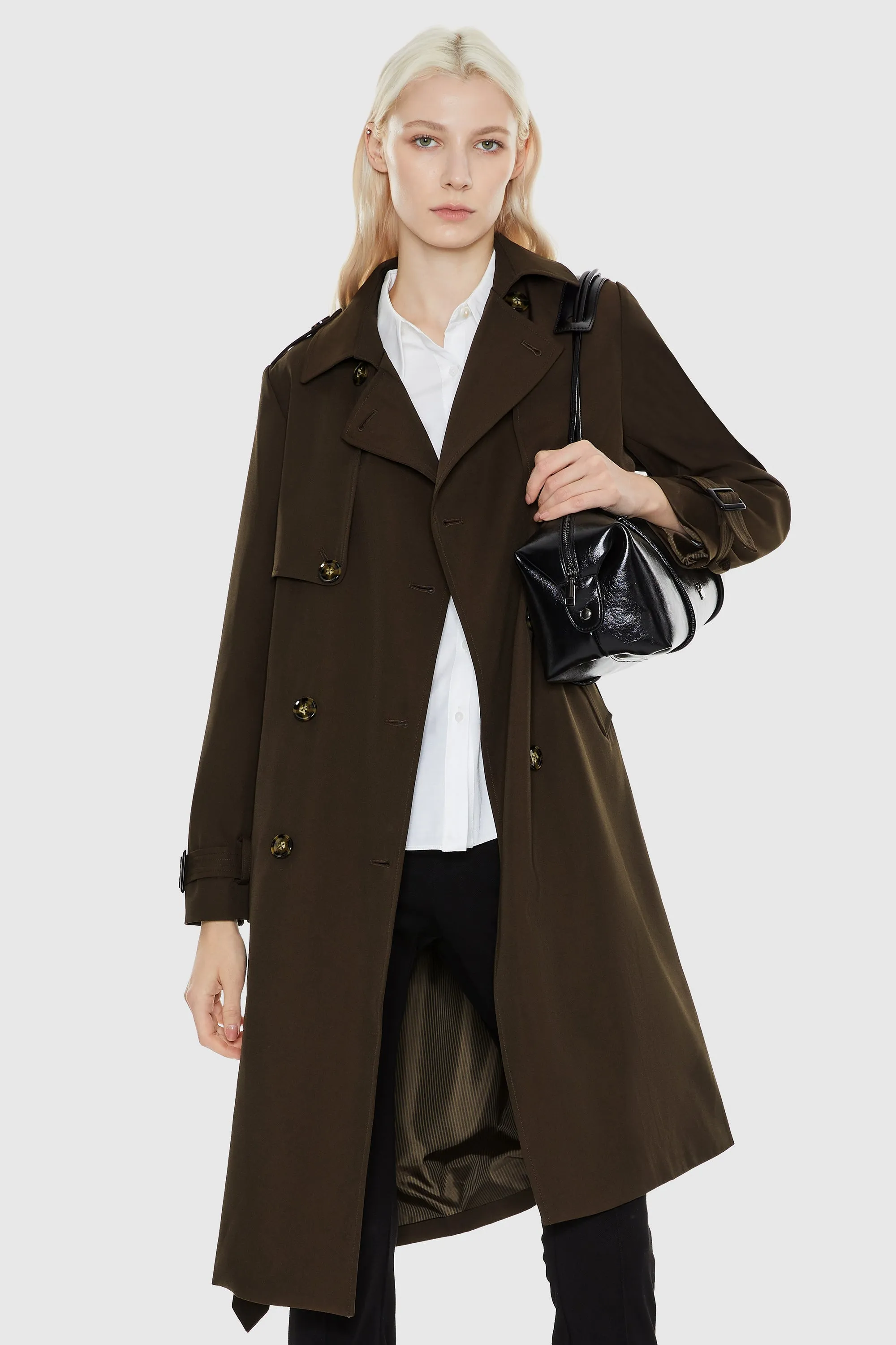 Double-Breasted Classic Lapel Long Trench Coat