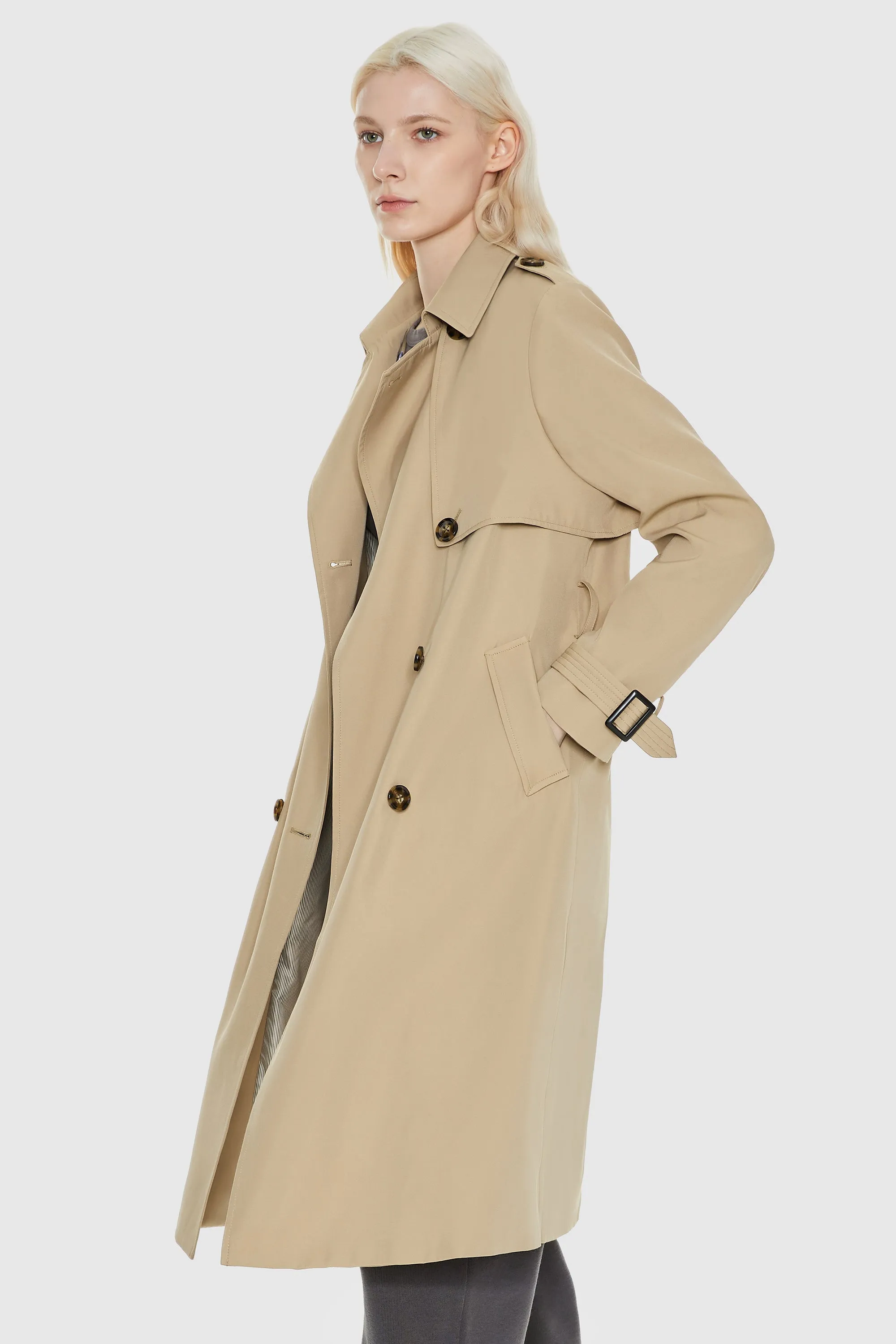 Double-Breasted Classic Lapel Long Trench Coat