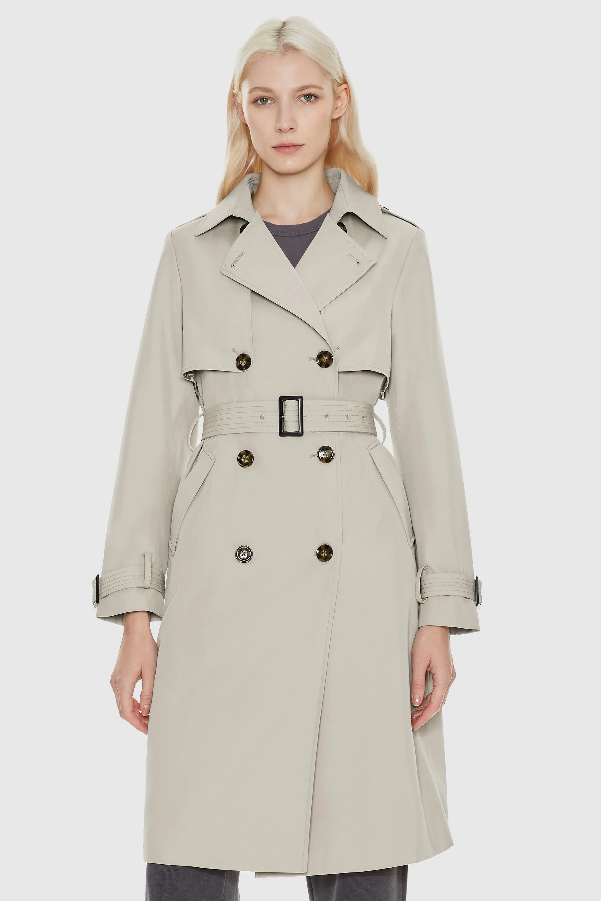 Double-Breasted Classic Lapel Long Trench Coat