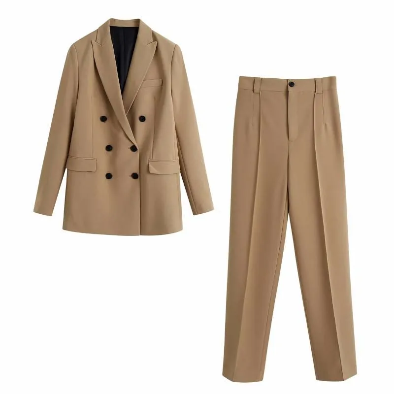 Double breasted Suit Coats Work blazer Jacket With Pants