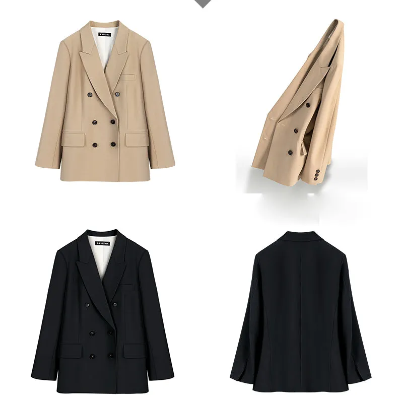 Double breasted Suit Coats Work blazer Jacket With Pants