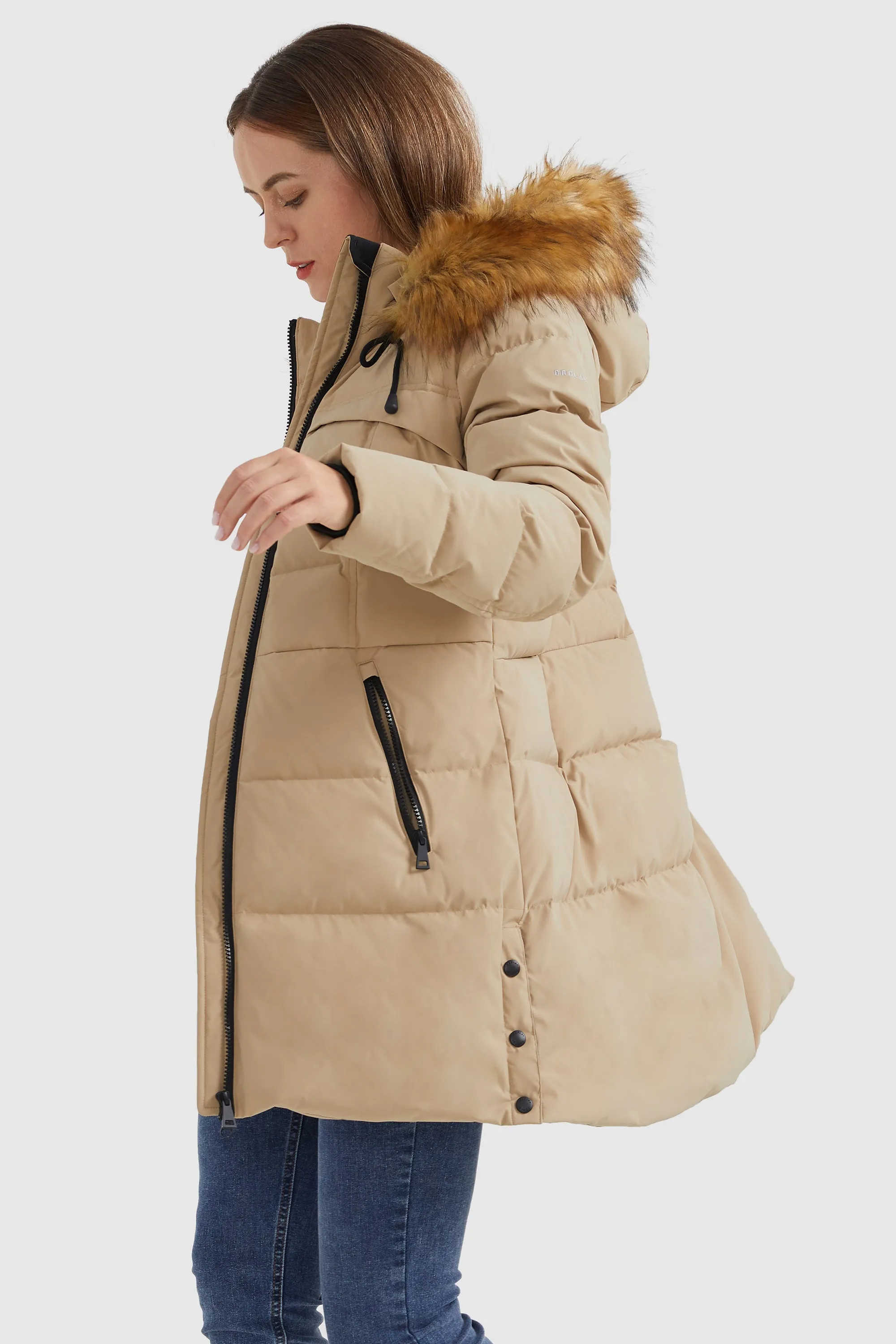 Faux Fur Trim Hood Winter Down Jacket