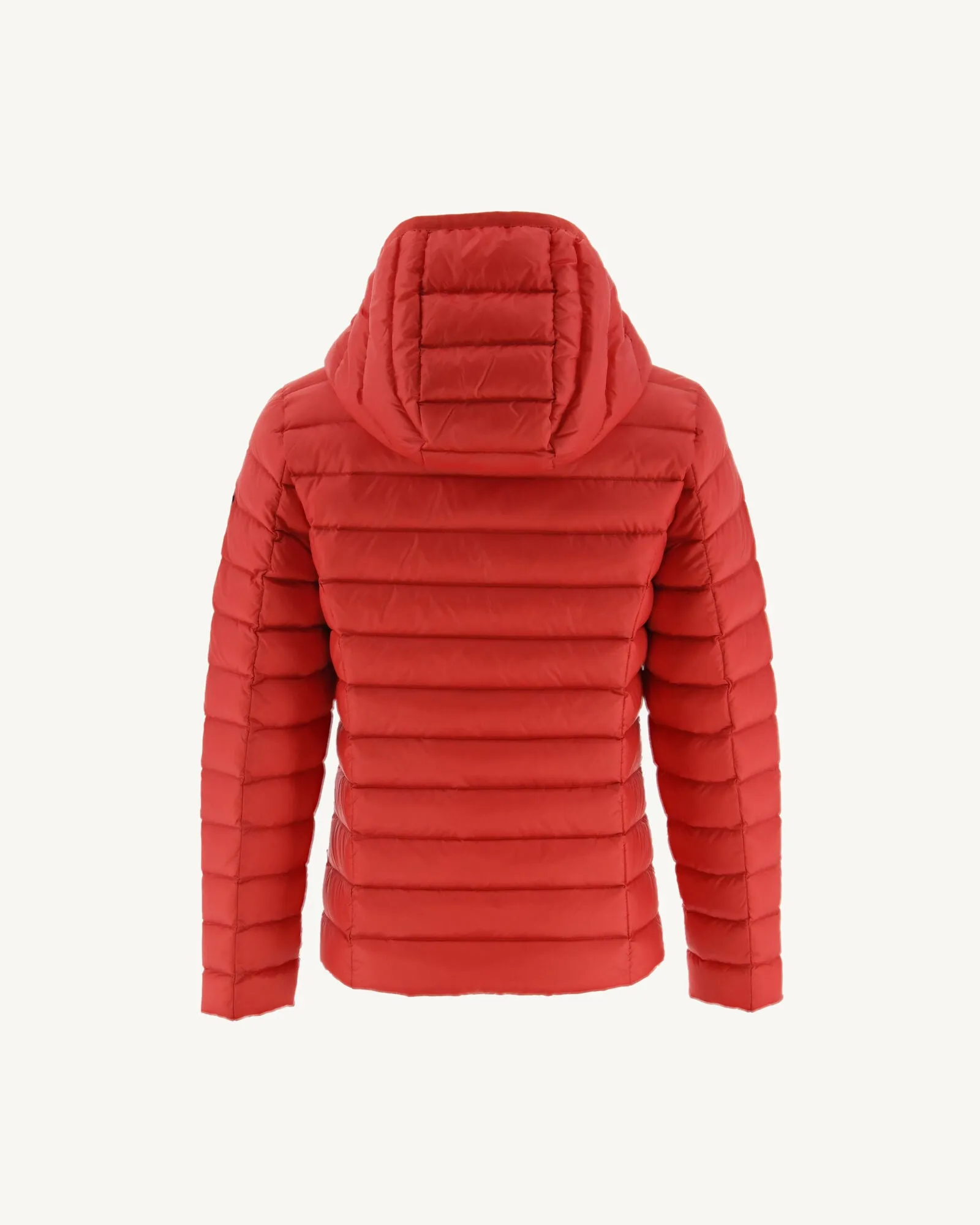 Fire red Hooded down jacket Carla