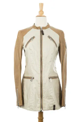 Gillian Waxed Linen Jacket With Leather Sleeves