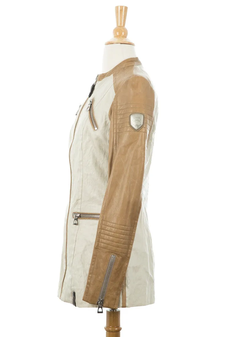 Gillian Waxed Linen Jacket With Leather Sleeves