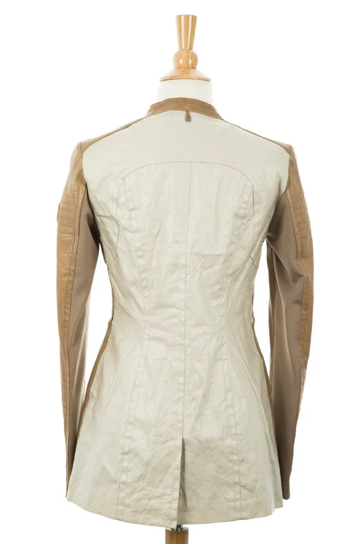 Gillian Waxed Linen Jacket With Leather Sleeves