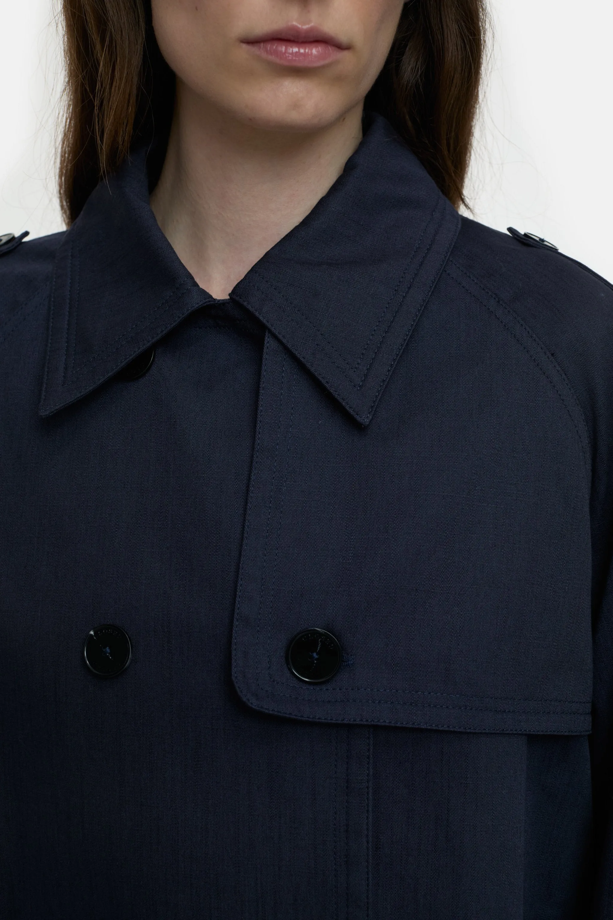 Jacke Cropped Trench in Space Blue