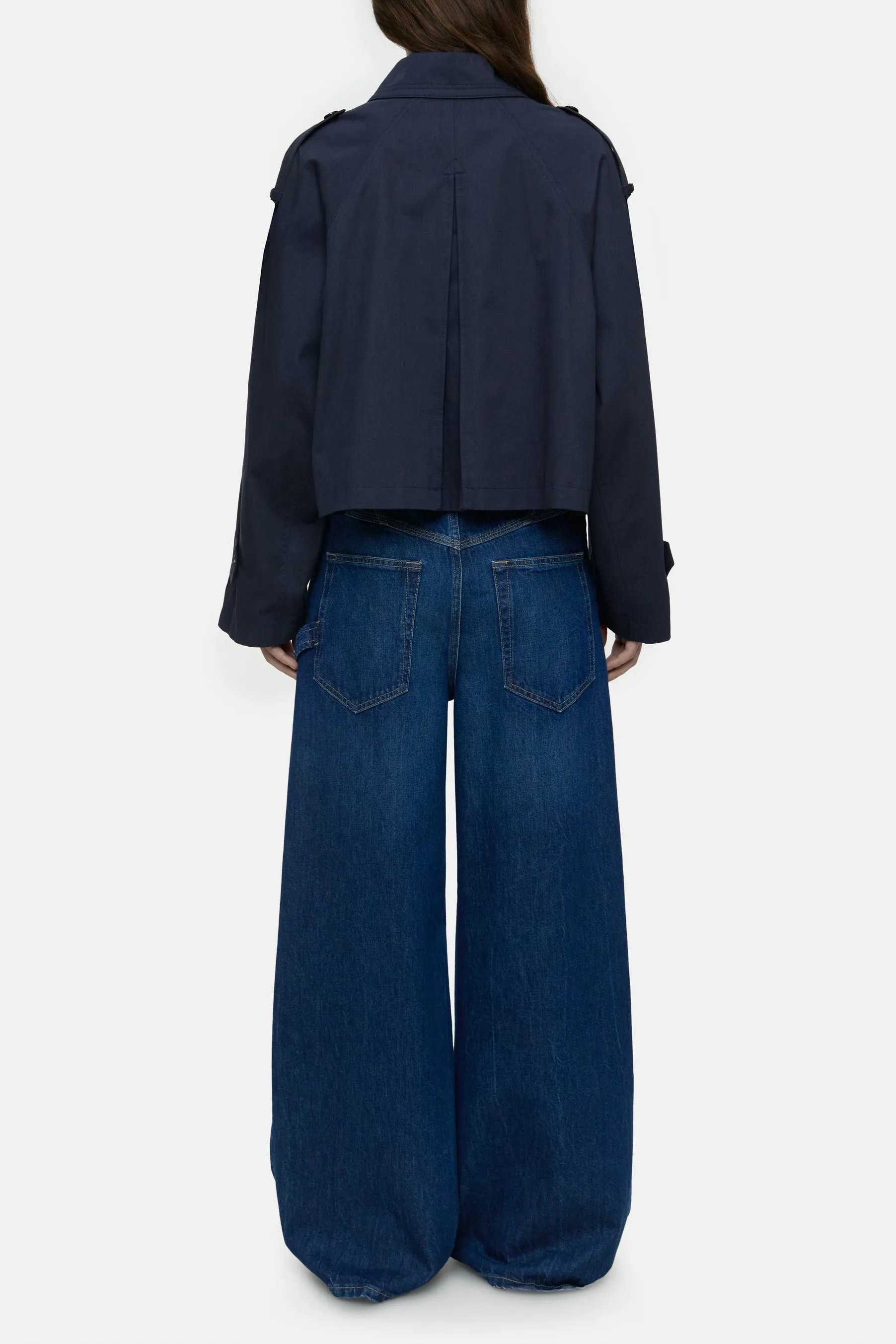 Jacke Cropped Trench in Space Blue