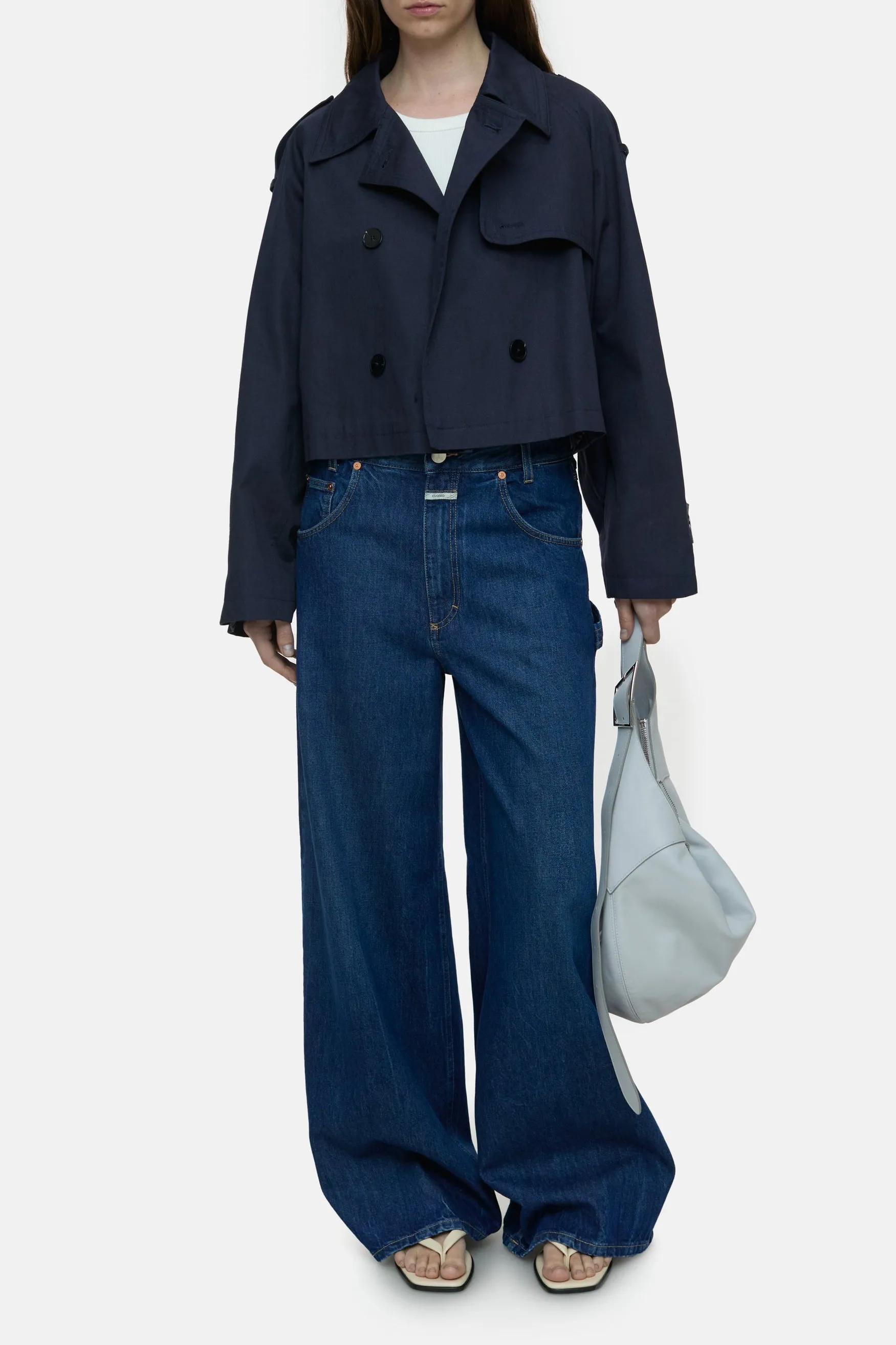 Jacke Cropped Trench in Space Blue